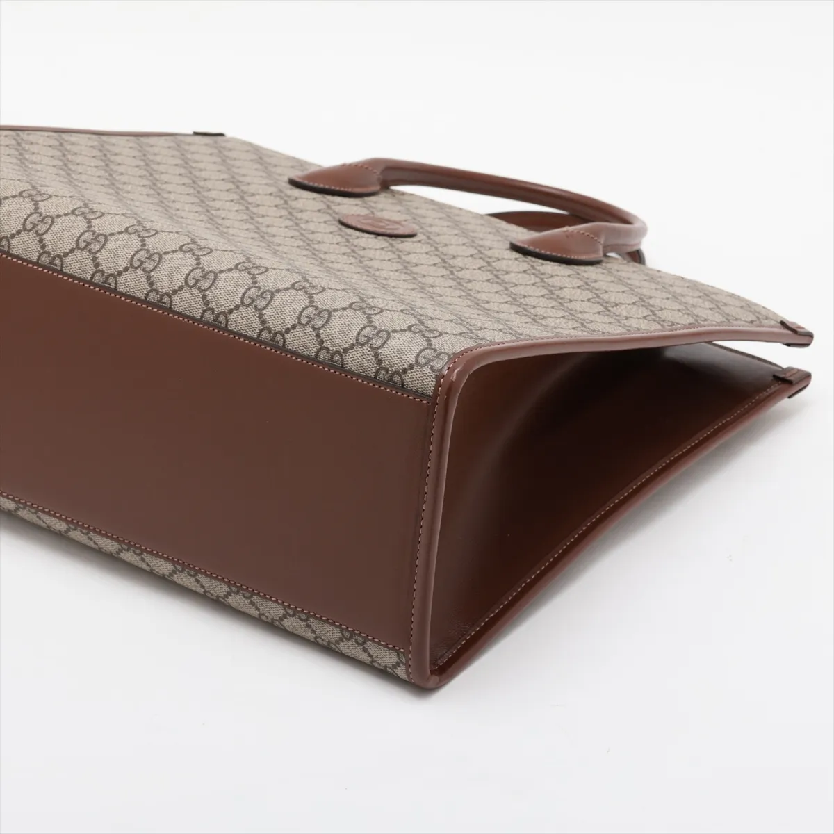 GG Supreme 674148 PVC x Leather Tote Bag, Brown — view 3