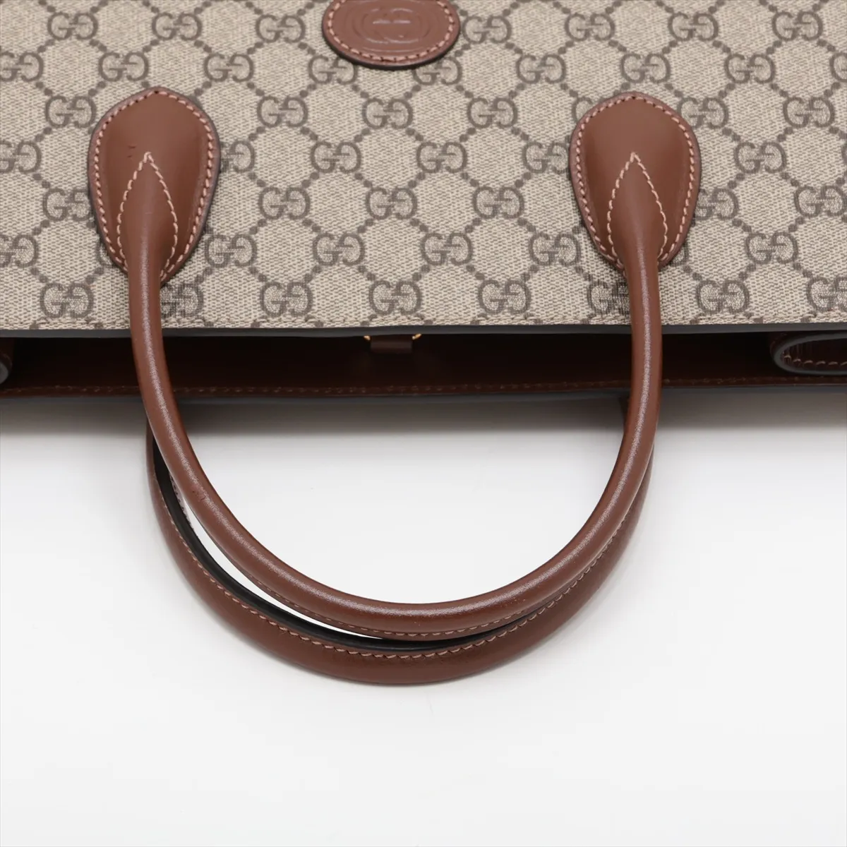 GG Supreme 674148 PVC x Leather Tote Bag, Brown — view 5