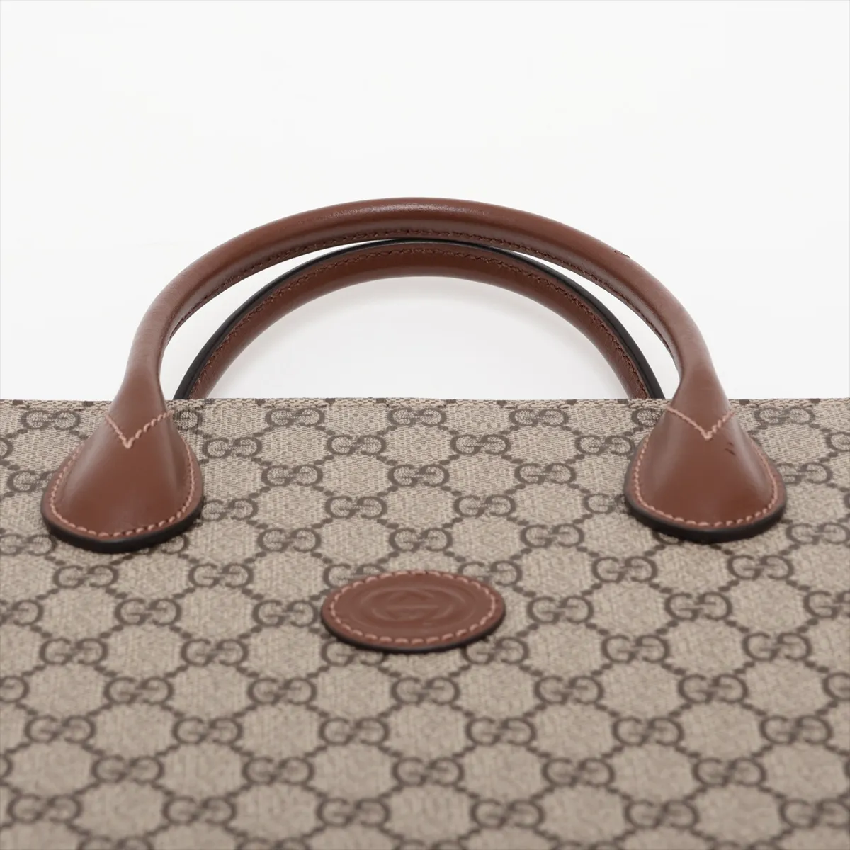 GG Supreme 674148 PVC x Leather Tote Bag, Brown — view 6