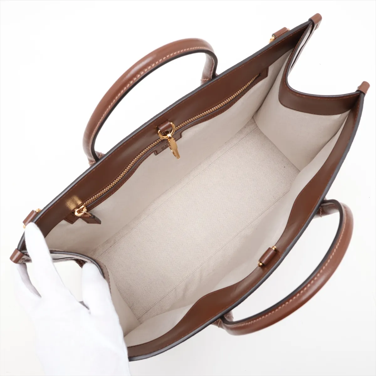 GG Supreme 674148 PVC x Leather Tote Bag, Brown — view 7