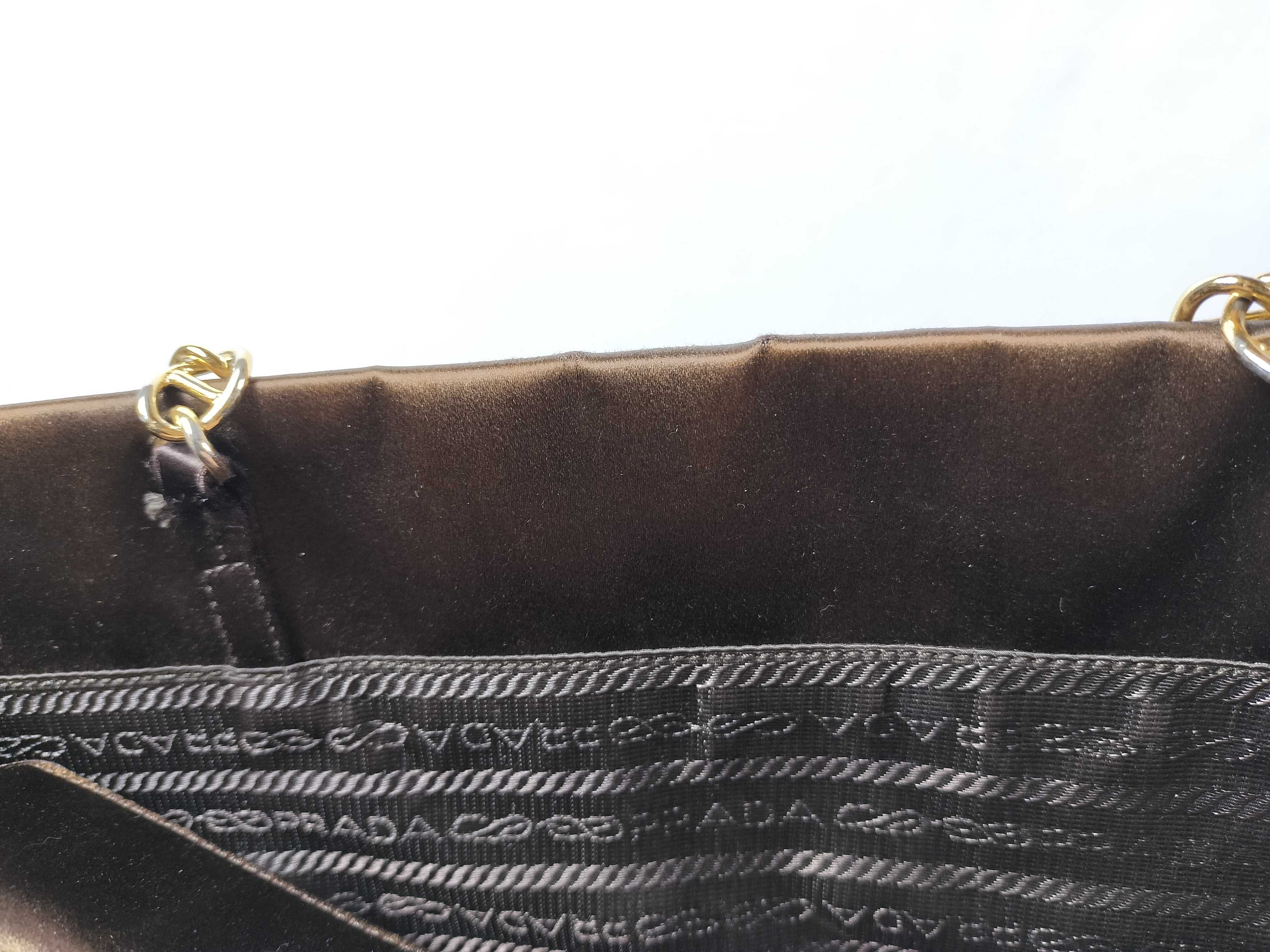 Satin Triangle Logo Gold Chain Dark Brown Tote Bag Shoulder Bag Tote Bag — view 14