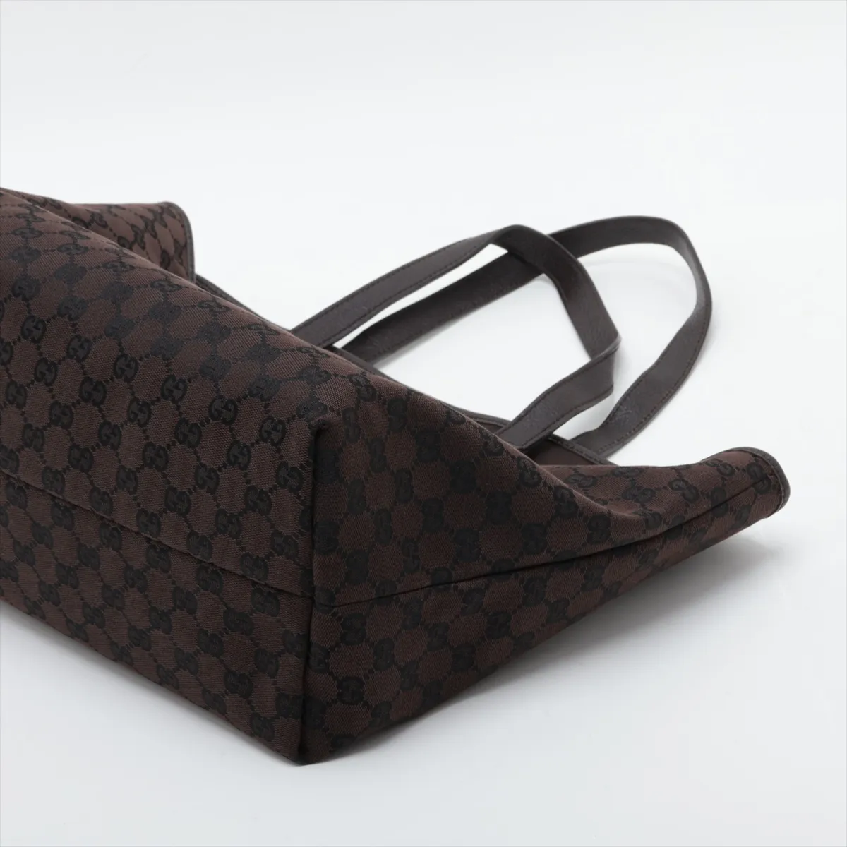 GG Canvas 257248 Canvas x Leather Tote Bag Brown Outlet — view 3