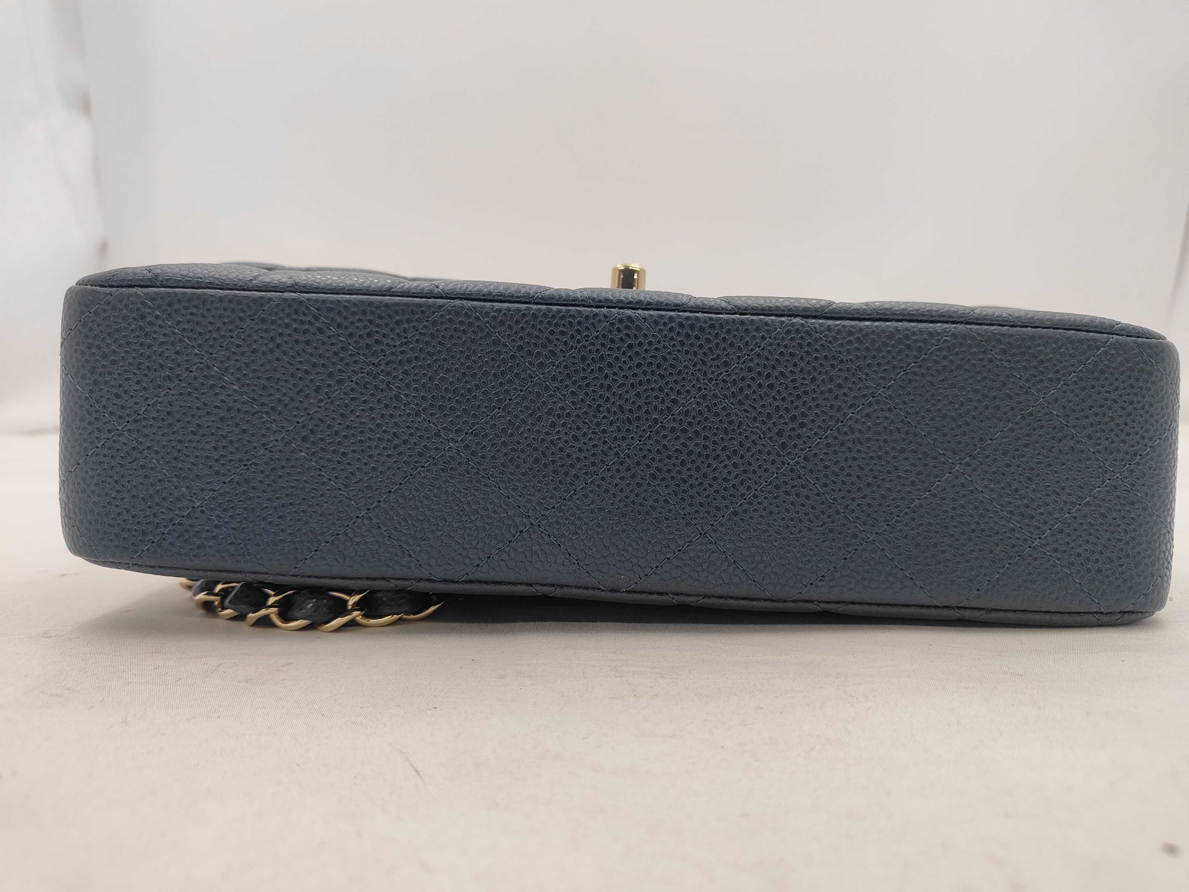 Matelassé 25 Double Flap Chain Shoulder Bag, Caviar Metallic Blue — view 7