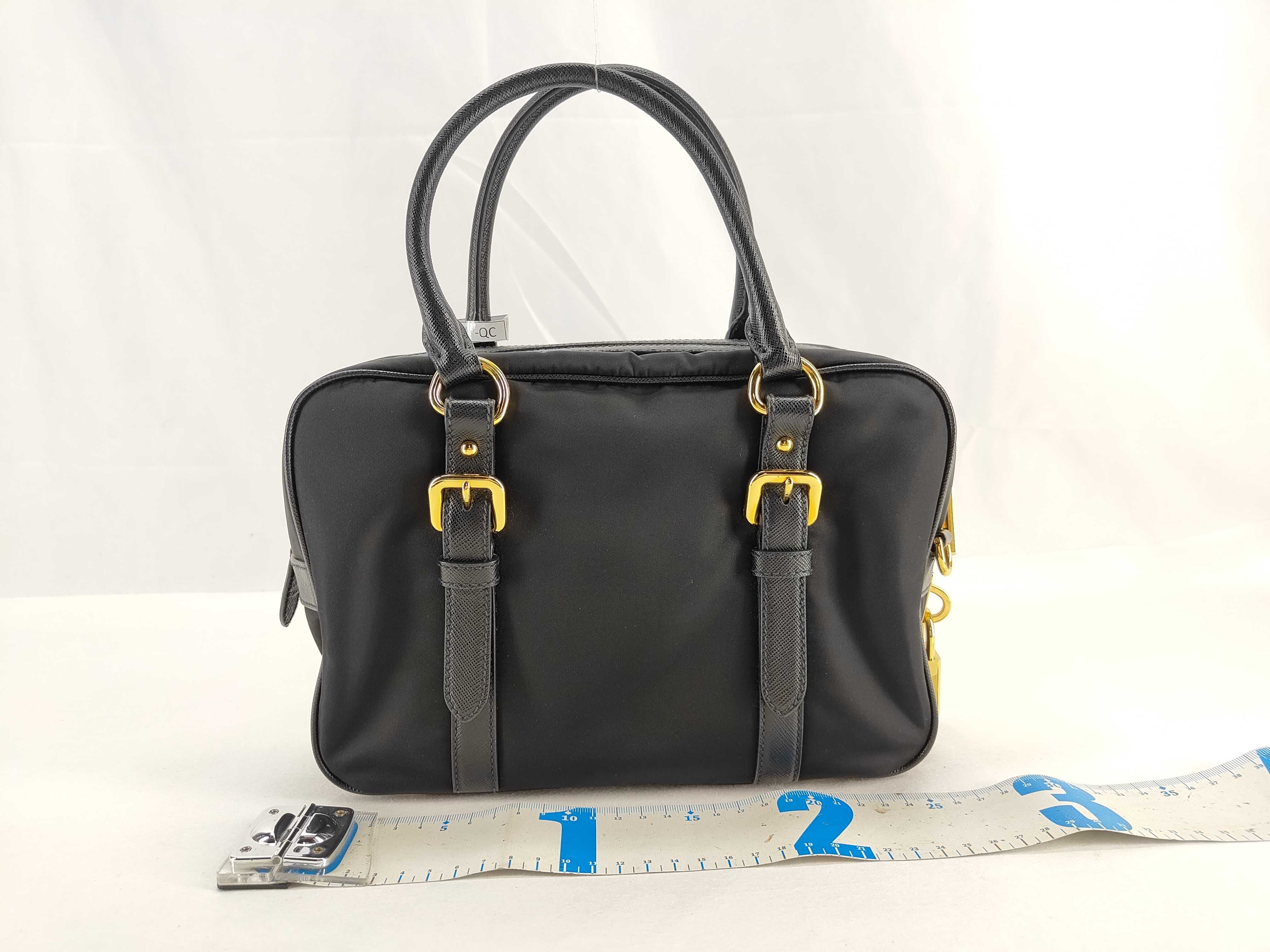 Nylon PH - Black Nylon Saffiano 2-Way Handbag Tote Bag — view 2