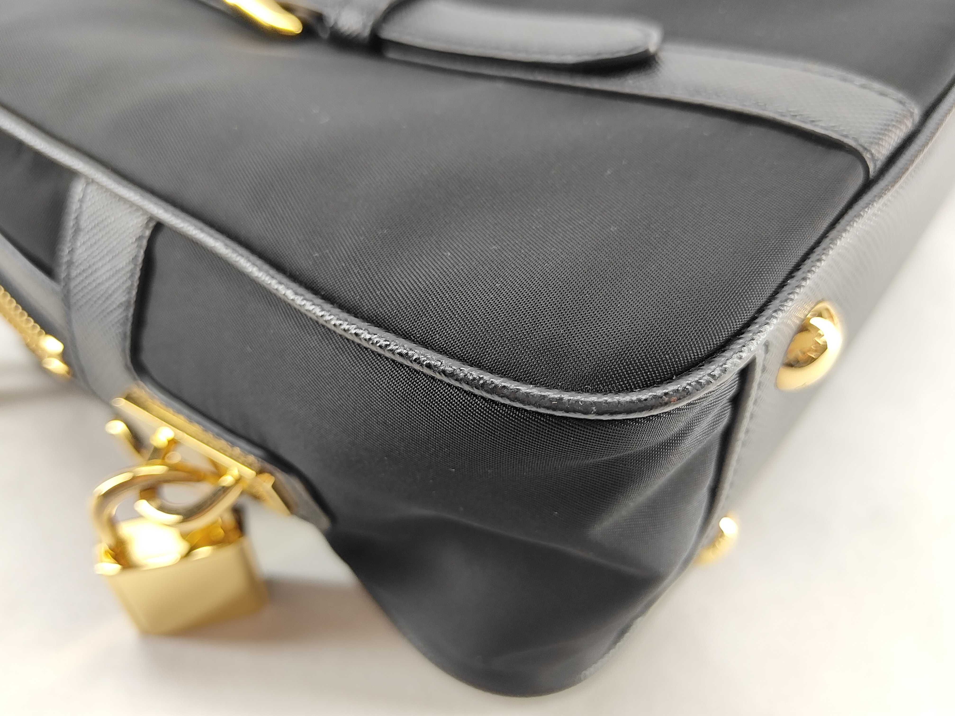 Nylon PH - Black Nylon Saffiano 2-Way Handbag Tote Bag — view 8