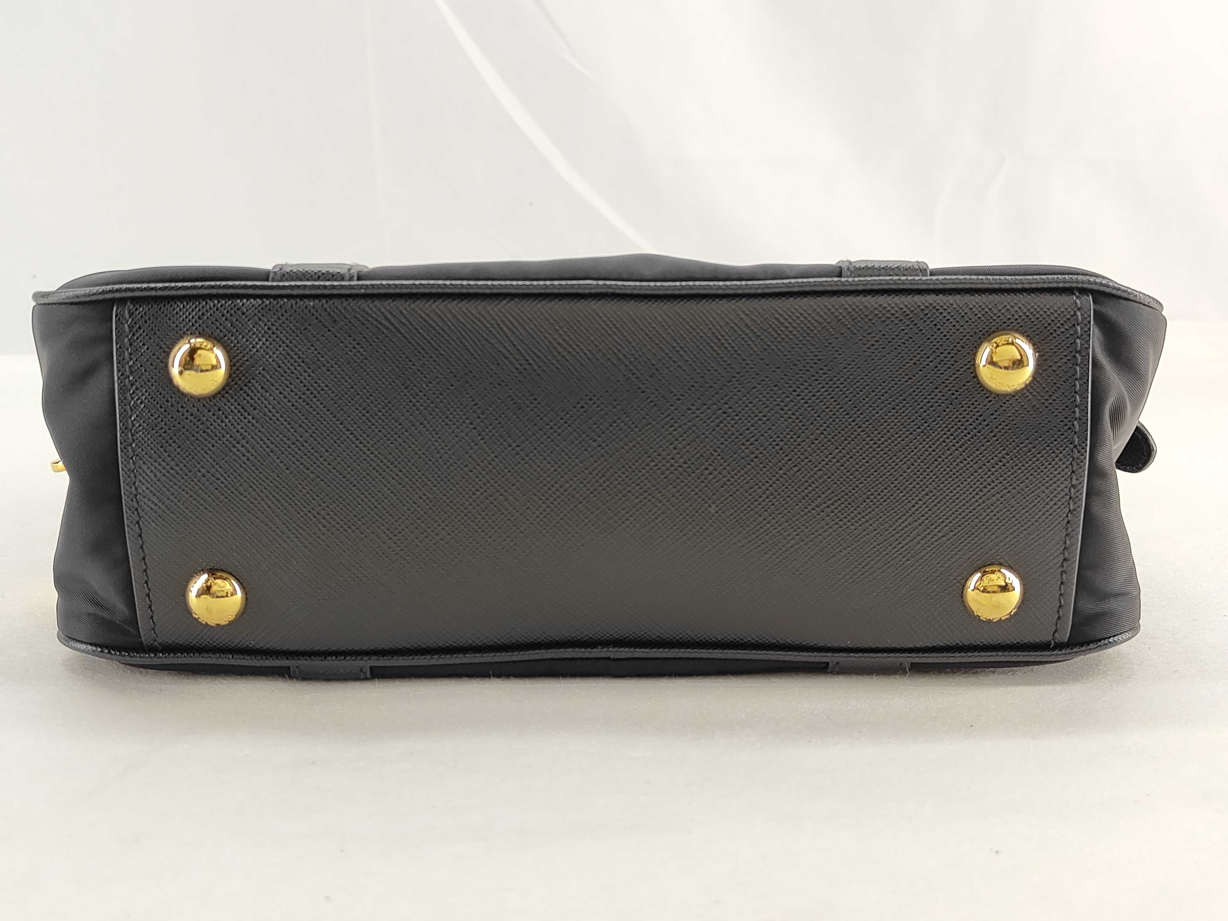 Nylon PH - Black Nylon Saffiano 2-Way Handbag Tote Bag — view 9