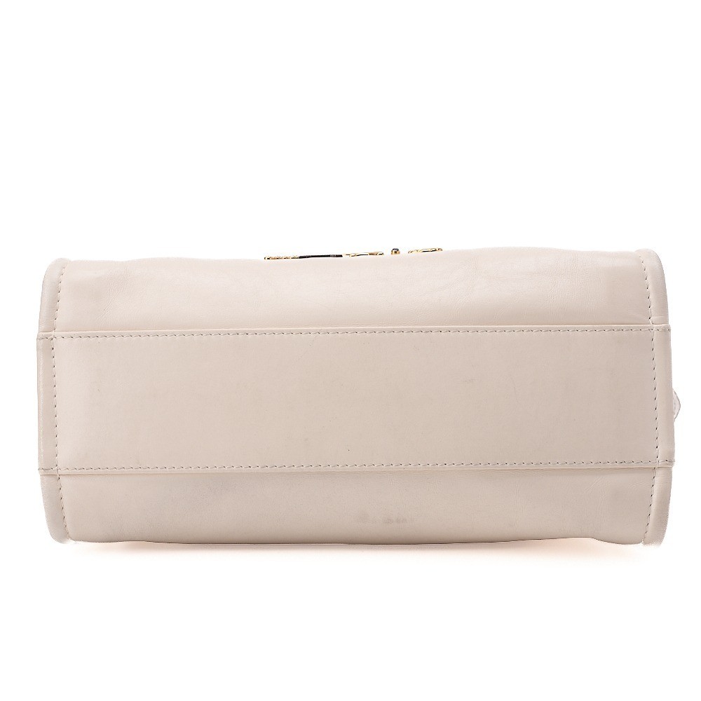 Deauville MM Lambskin Chain Tote, White, Gold Hardware, Serial Number 30s — view 5