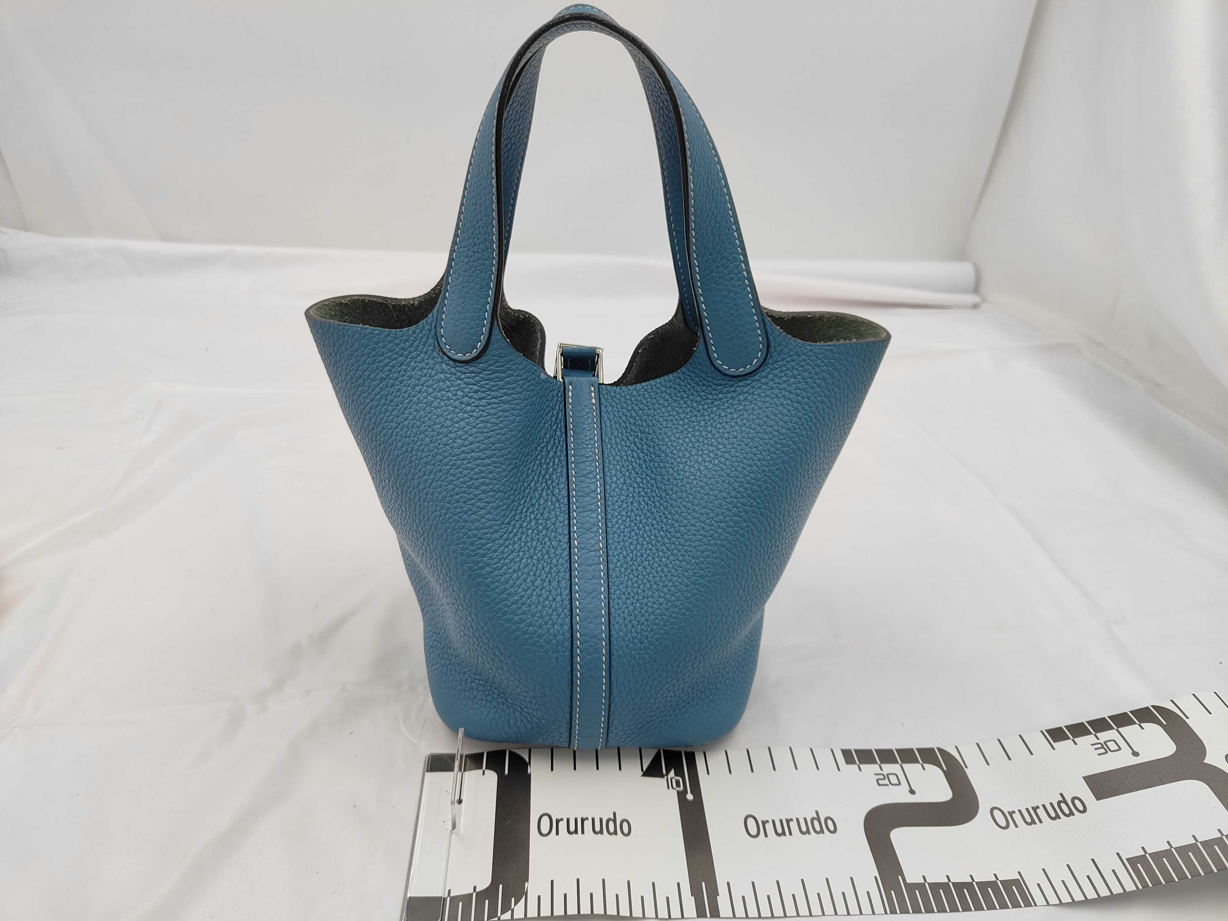 Picotin Lock PM Taurillon Leather, Blue Jean Leather, Silver Hardware, T Stamp Handbag — view 2