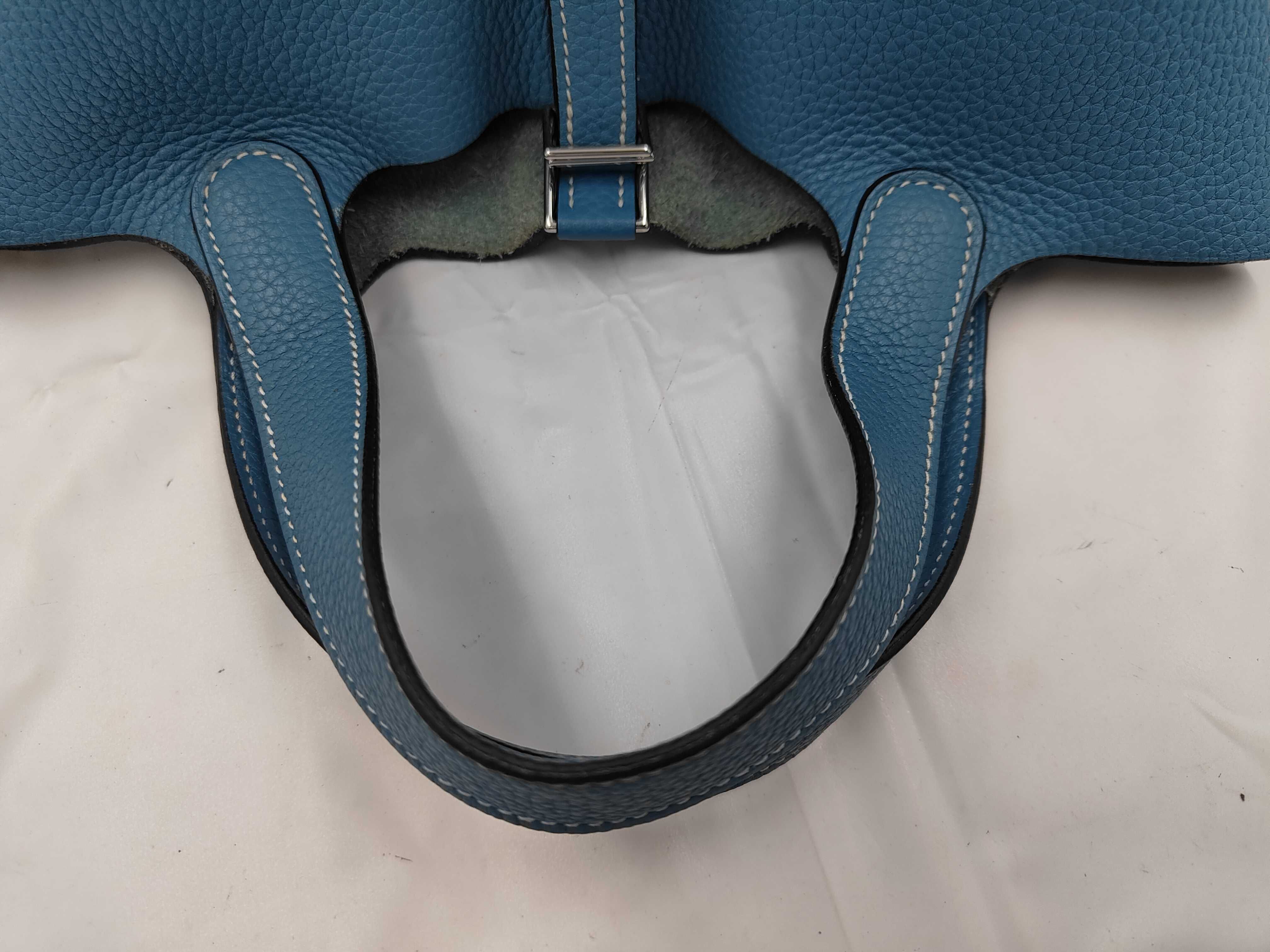 Picotin Lock PM Taurillon Leather, Blue Jean Leather, Silver Hardware, T Stamp Handbag — view 3