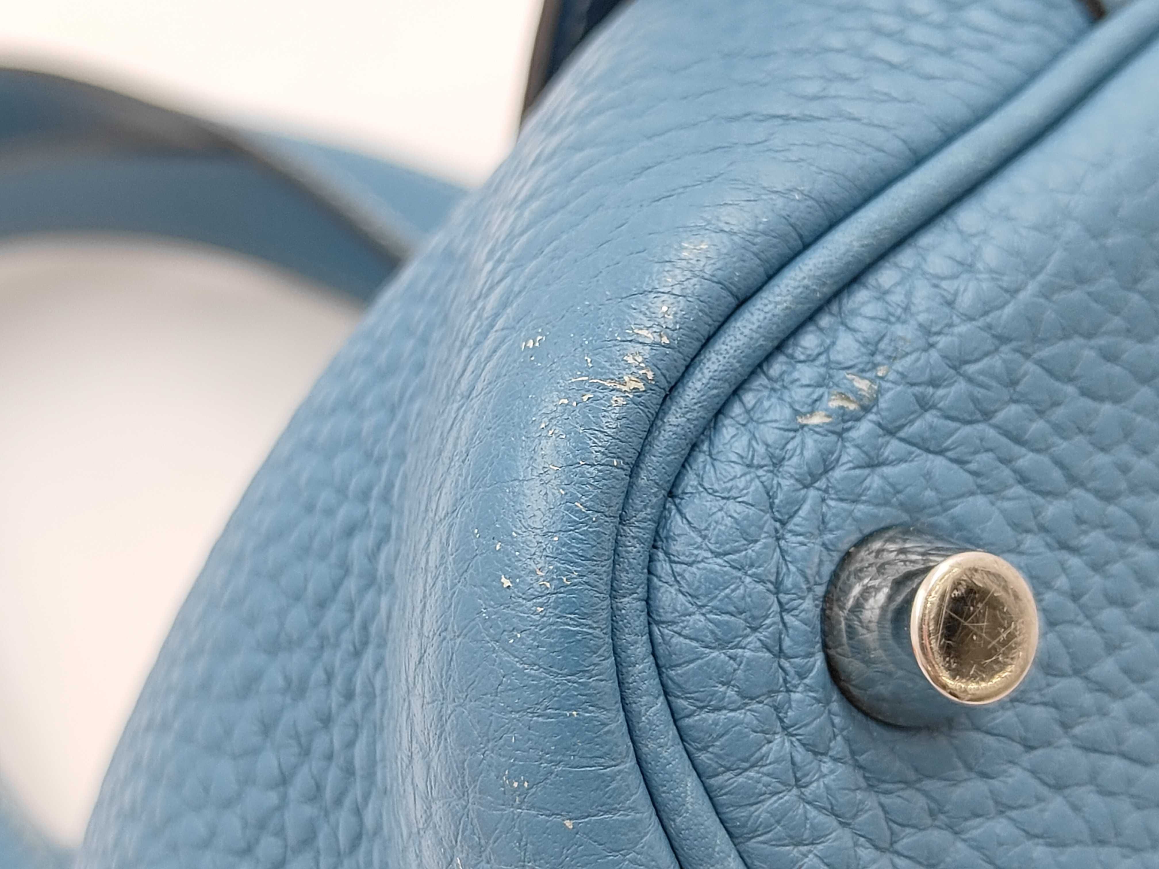 Picotin Lock PM Taurillon Leather, Blue Jean Leather, Silver Hardware, T Stamp Handbag — view 5
