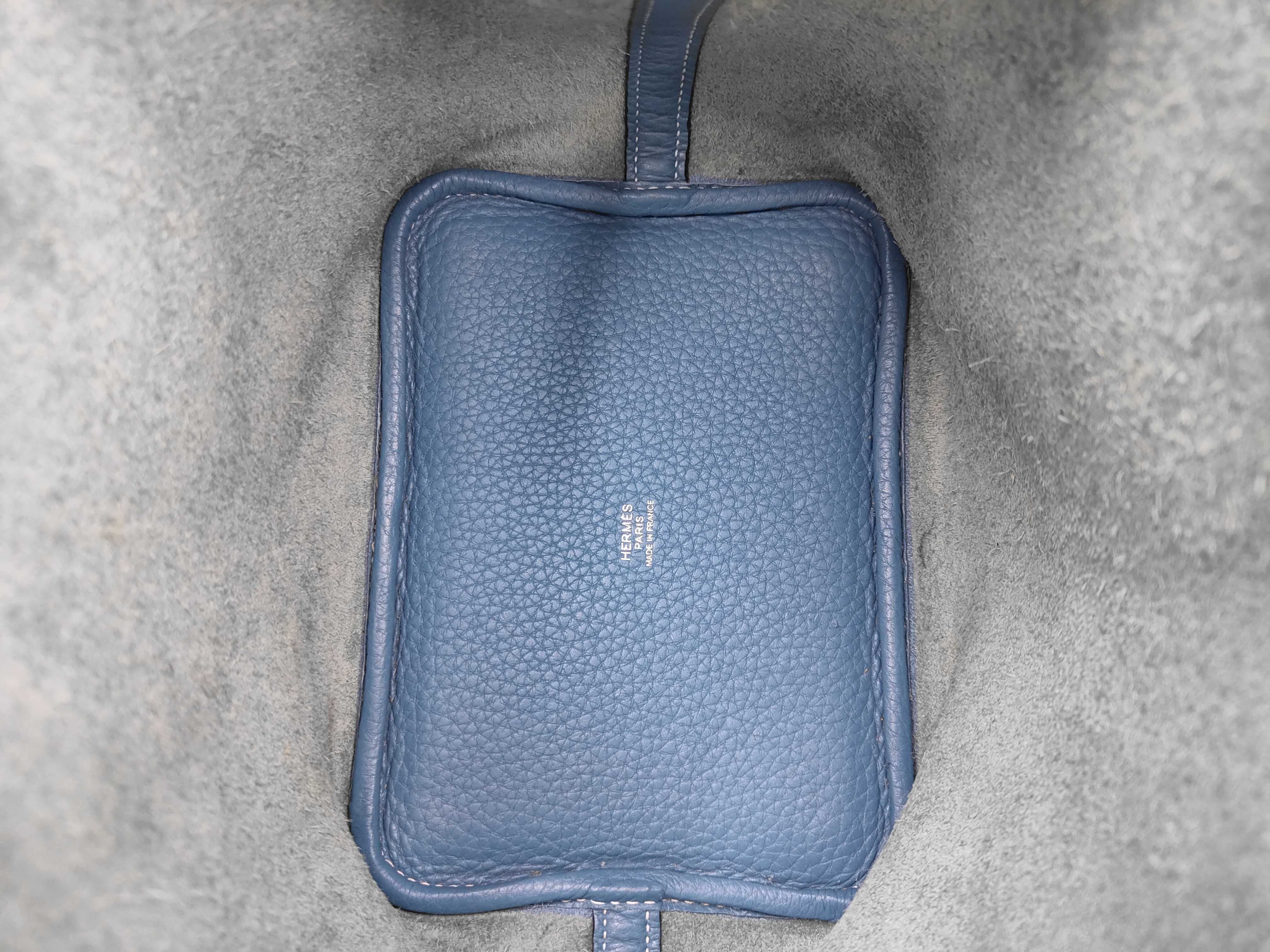 Picotin Lock PM Taurillon Leather, Blue Jean Leather, Silver Hardware, T Stamp Handbag — view 8