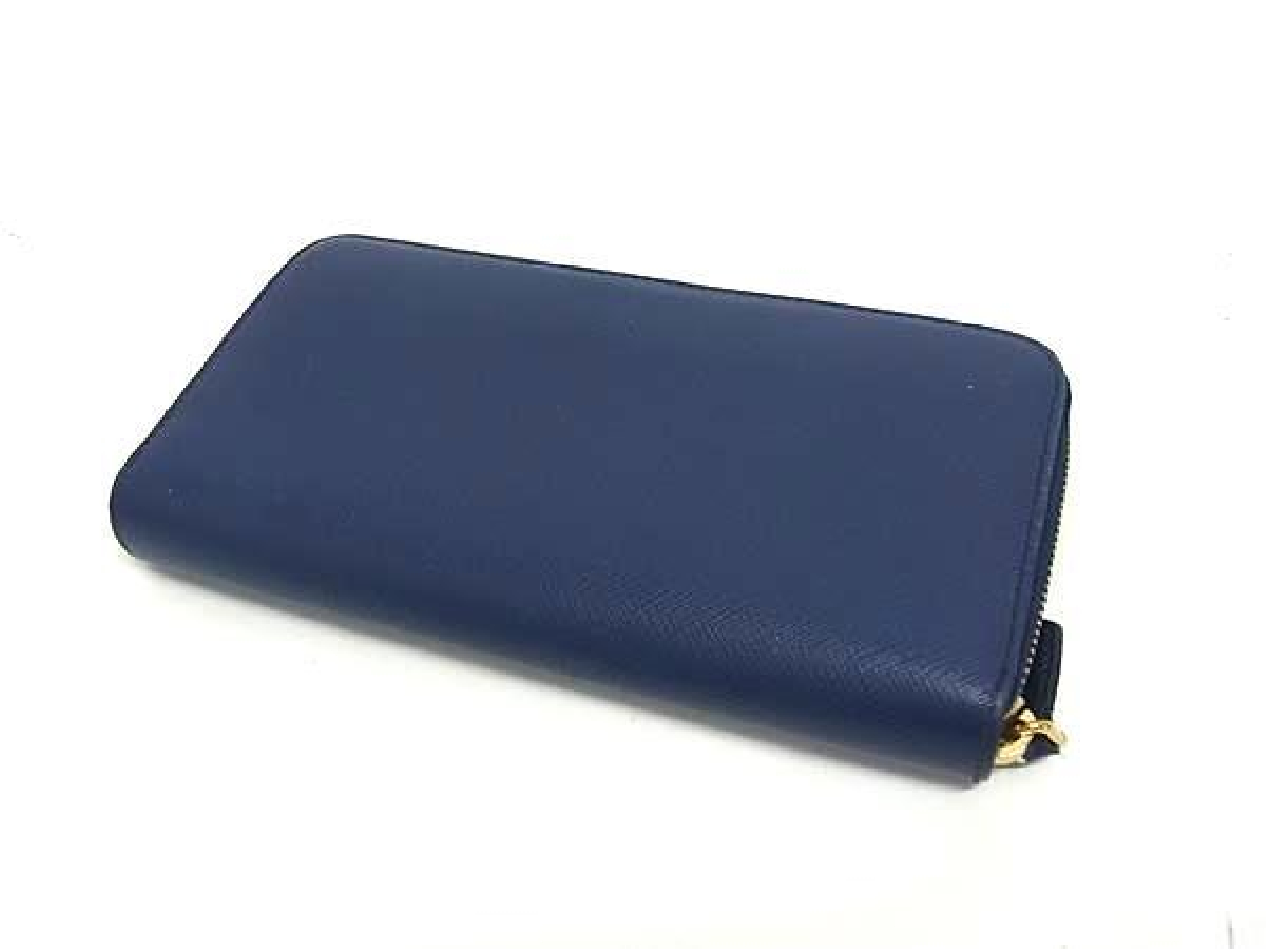Saffiano Leather Round Zip Long Wallet, Billfold, Coin Purse, Blue (HD0287) — view 2
