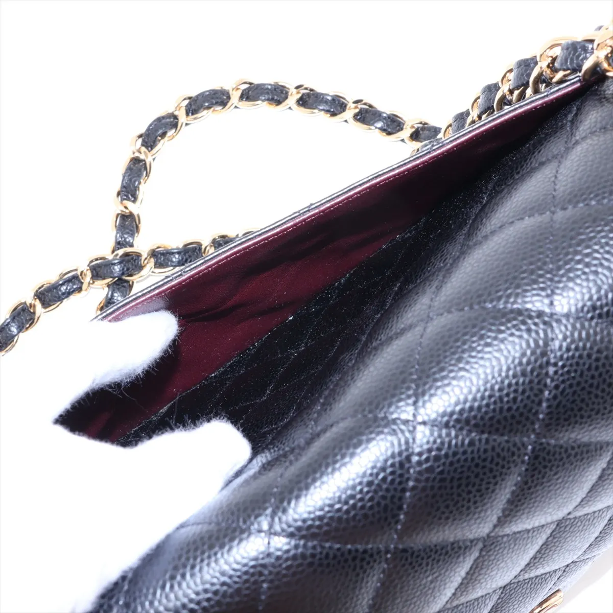 [Individually packaged] Chanel Large Matelassé 30 Caviar Skin Double Flap Double Chain Bag, Black with Gold Hardware, 21763217, Serial Number 21-A58600 — view 11