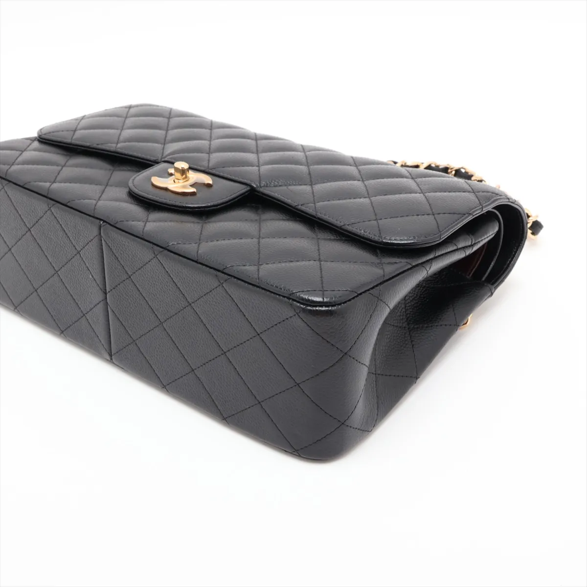 [Individually packaged] Chanel Large Matelassé 30 Caviar Skin Double Flap Double Chain Bag, Black with Gold Hardware, 21763217, Serial Number 21-A58600 — view 3