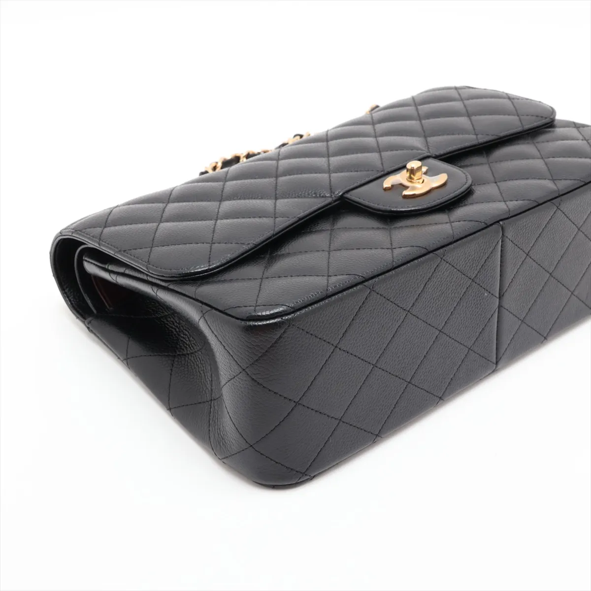 [Individually packaged] Chanel Large Matelassé 30 Caviar Skin Double Flap Double Chain Bag, Black with Gold Hardware, 21763217, Serial Number 21-A58600 — view 4
