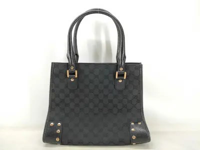 GG Canvas Tote Bag Handbag 124260 with Studs and Gold Hardware