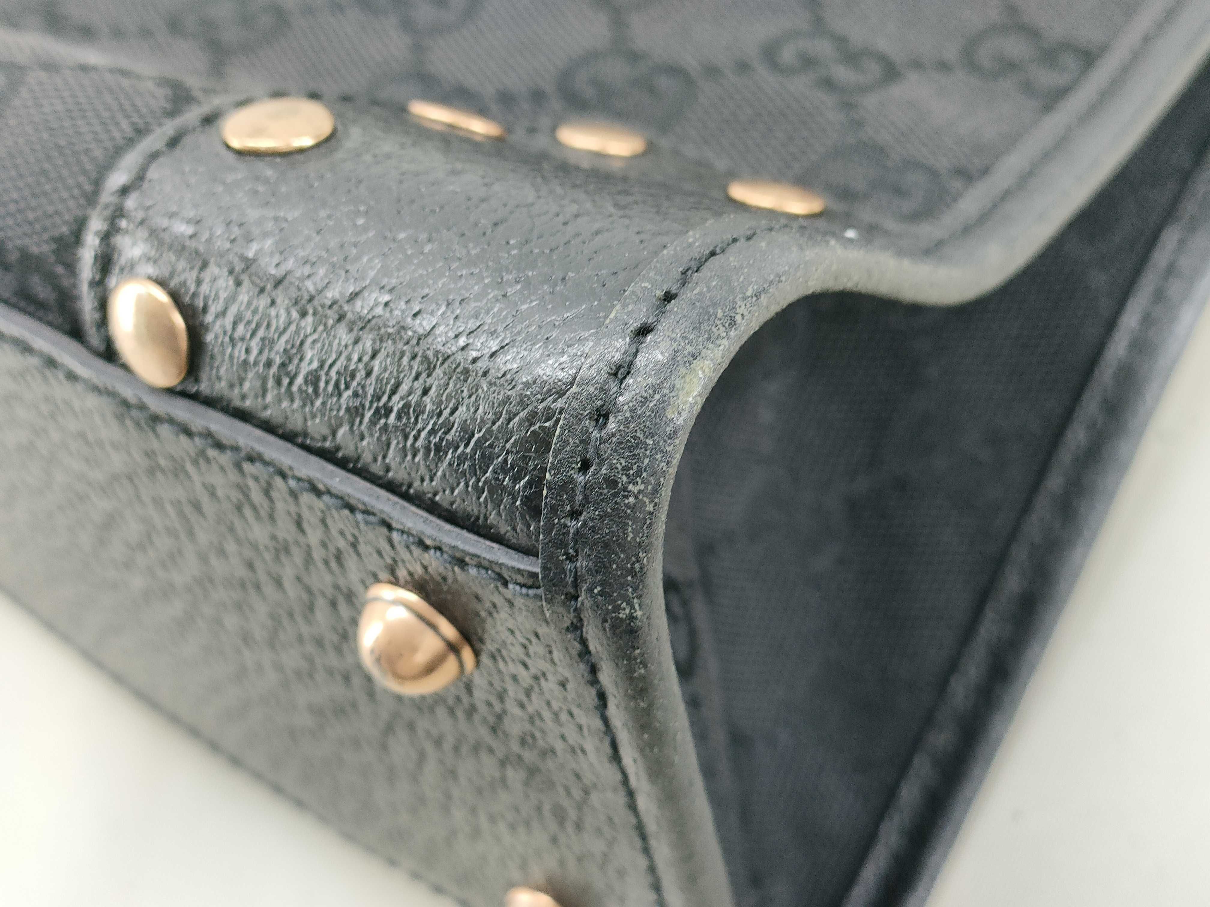 GG Canvas Tote Bag Handbag 124260 with Studs and Gold Hardware — view 4