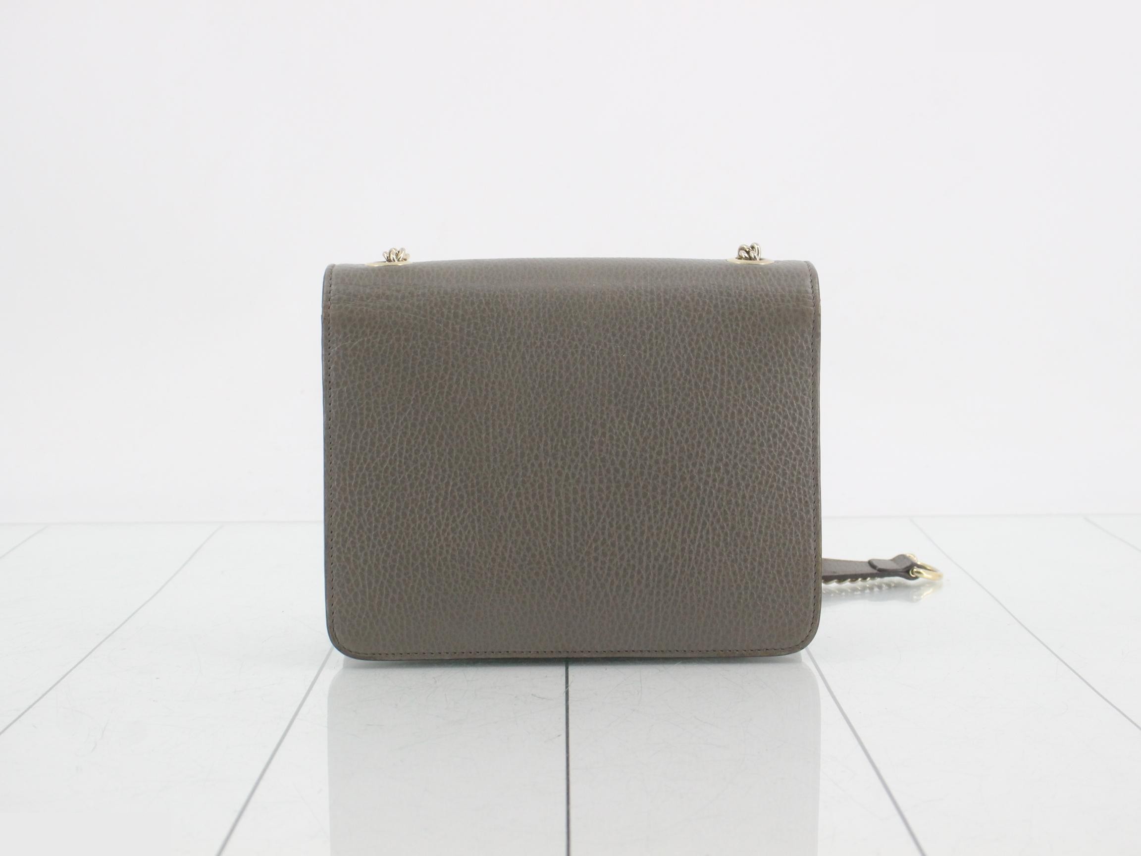 Interlocking GG Grey Leather Chain Shoulder Bag — view 2