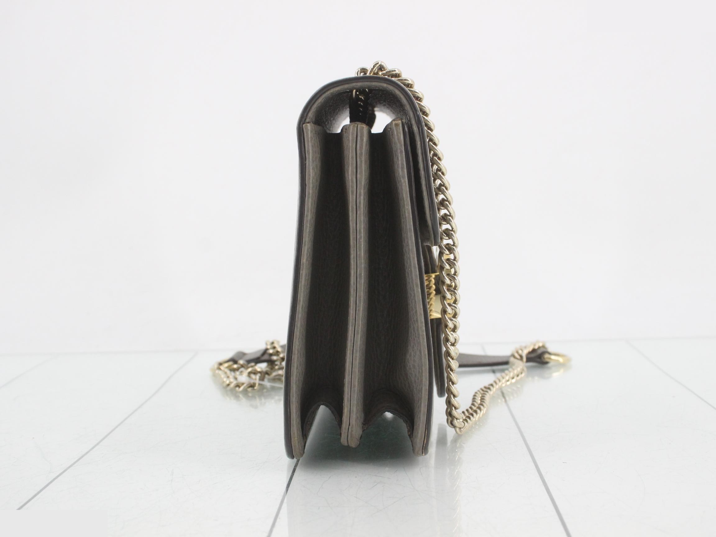 Interlocking GG Grey Leather Chain Shoulder Bag — view 4