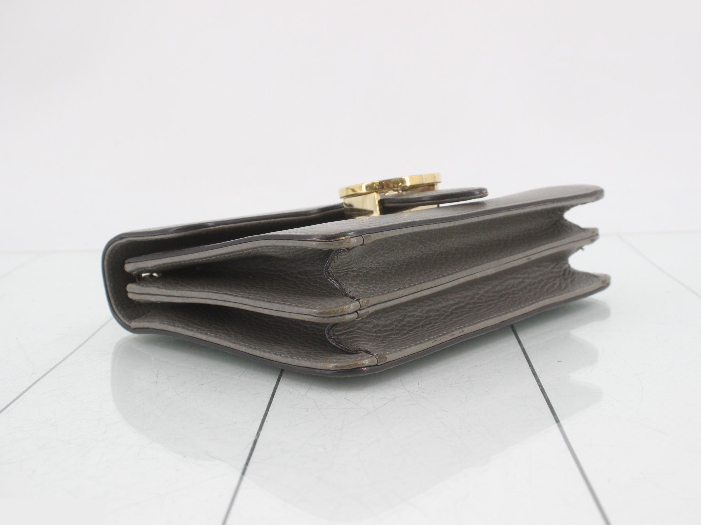 Interlocking GG Grey Leather Chain Shoulder Bag — view 5