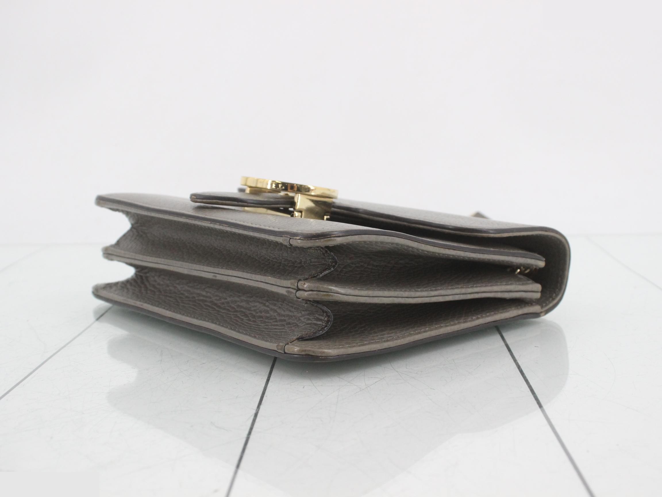 Interlocking GG Grey Leather Chain Shoulder Bag — view 6