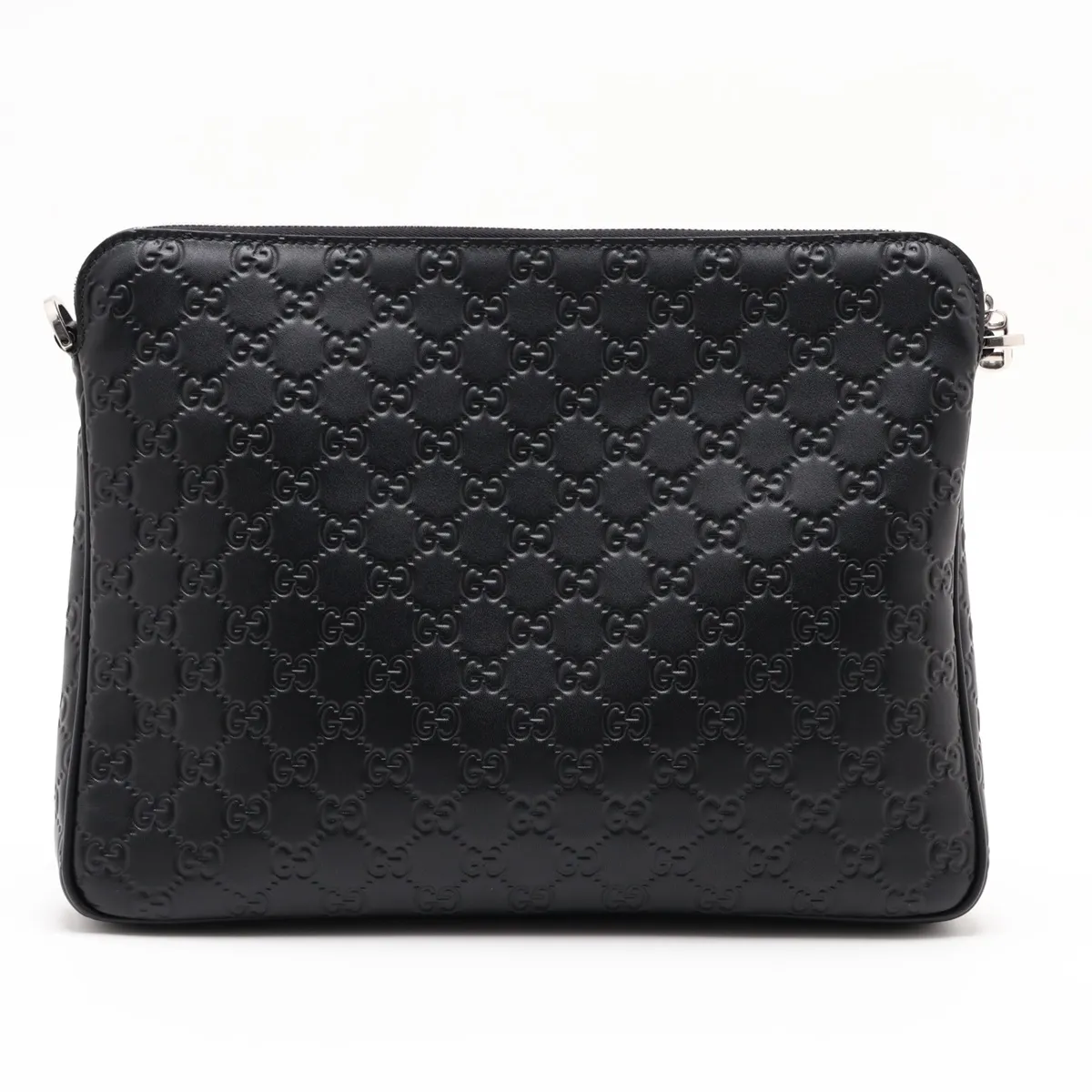 GG Emblem Leather Shoulder Bag, Black, 850214 — view 2