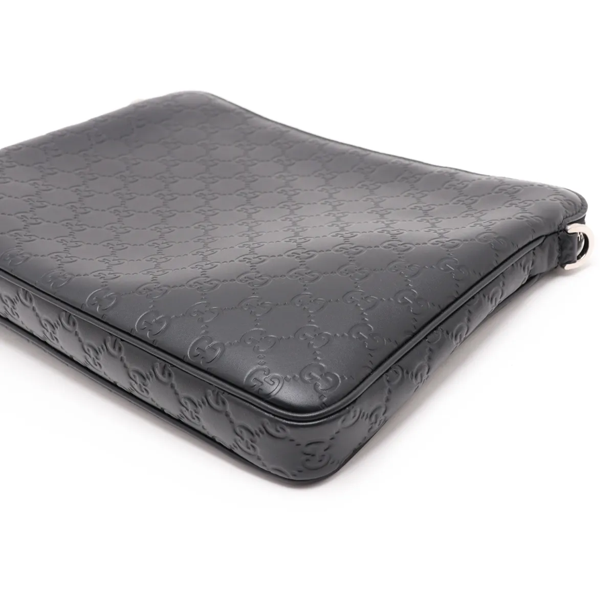 GG Emblem Leather Shoulder Bag, Black, 850214 — view 3
