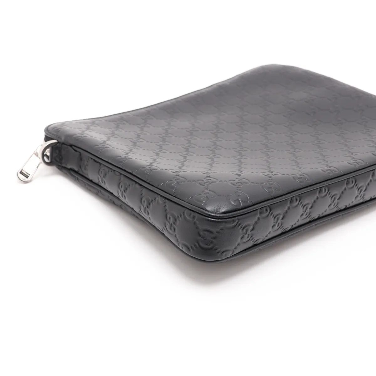 GG Emblem Leather Shoulder Bag, Black, 850214 — view 4