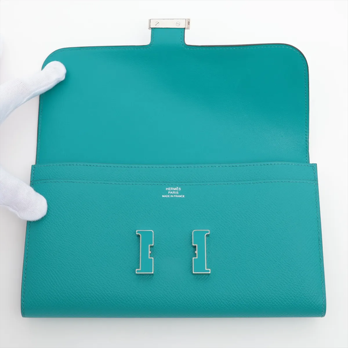 Constance Long Wallet, Veau Epsom Leather, Vert Verone, Silver Hardware, X: 2016 — view 3