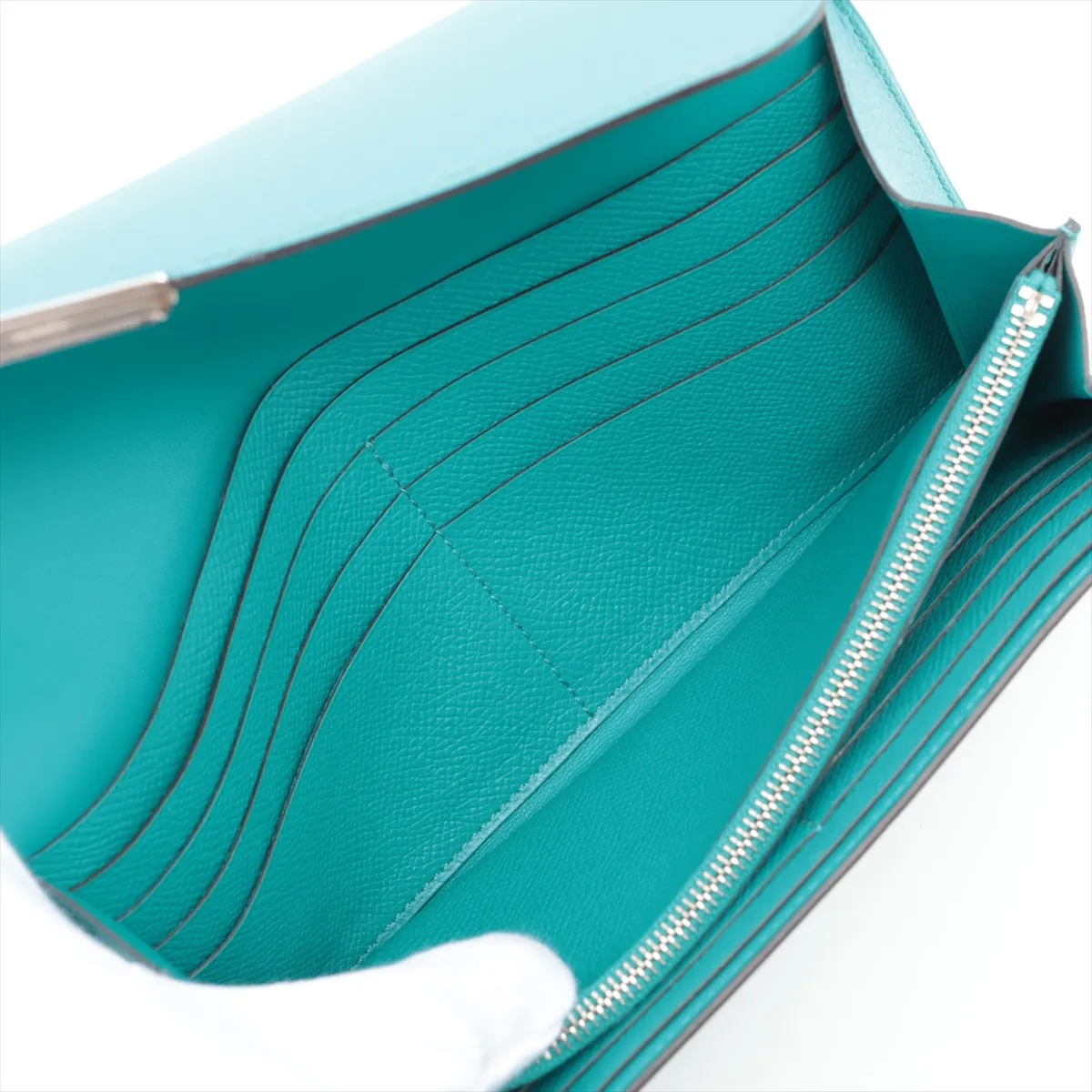 Constance Long Wallet, Veau Epsom Leather, Vert Verone, Silver Hardware, X: 2016 — view 6