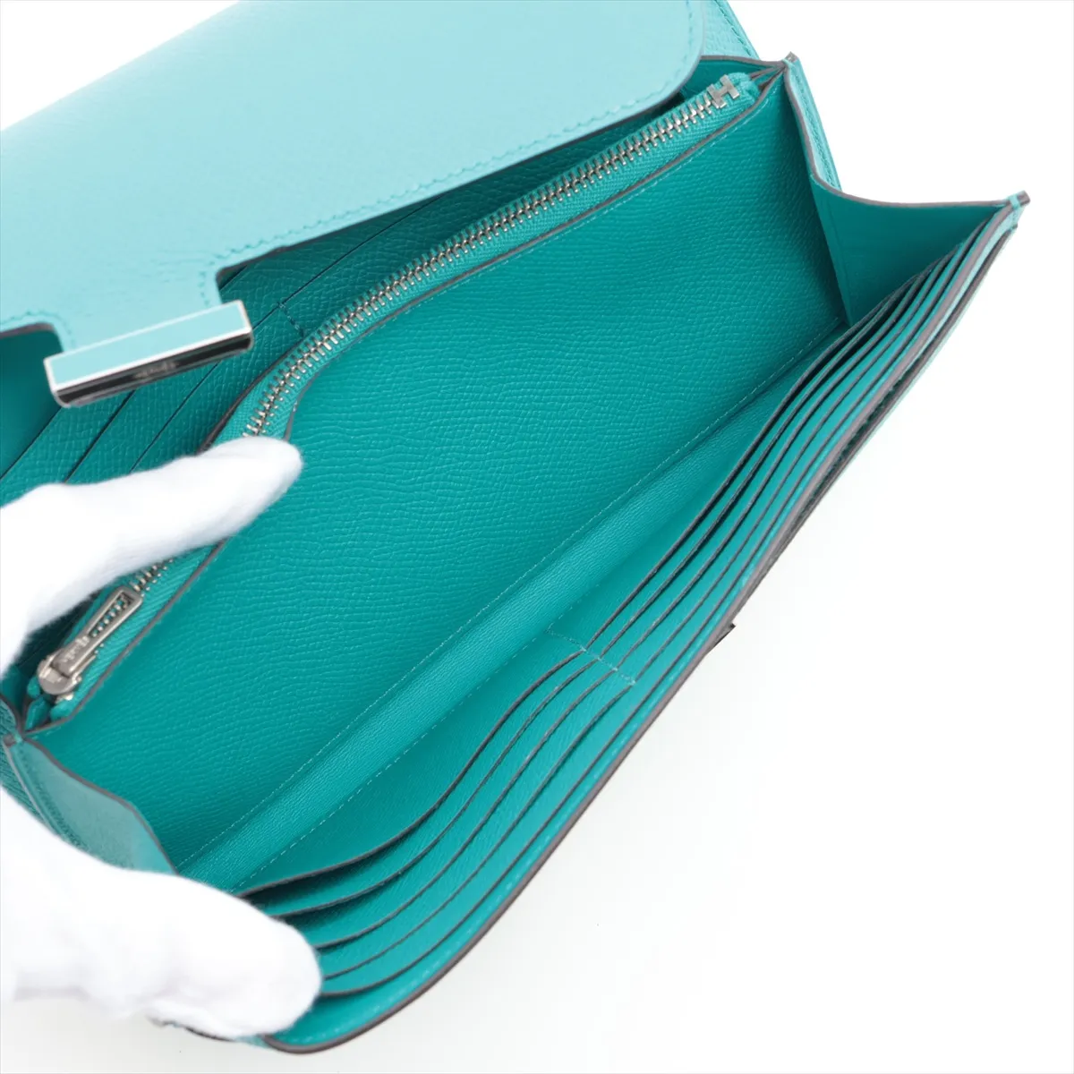 Constance Long Wallet, Veau Epsom Leather, Vert Verone, Silver Hardware, X: 2016 — view 7