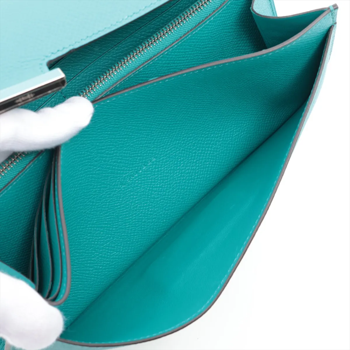 Constance Long Wallet, Veau Epsom Leather, Vert Verone, Silver Hardware, X: 2016 — view 8