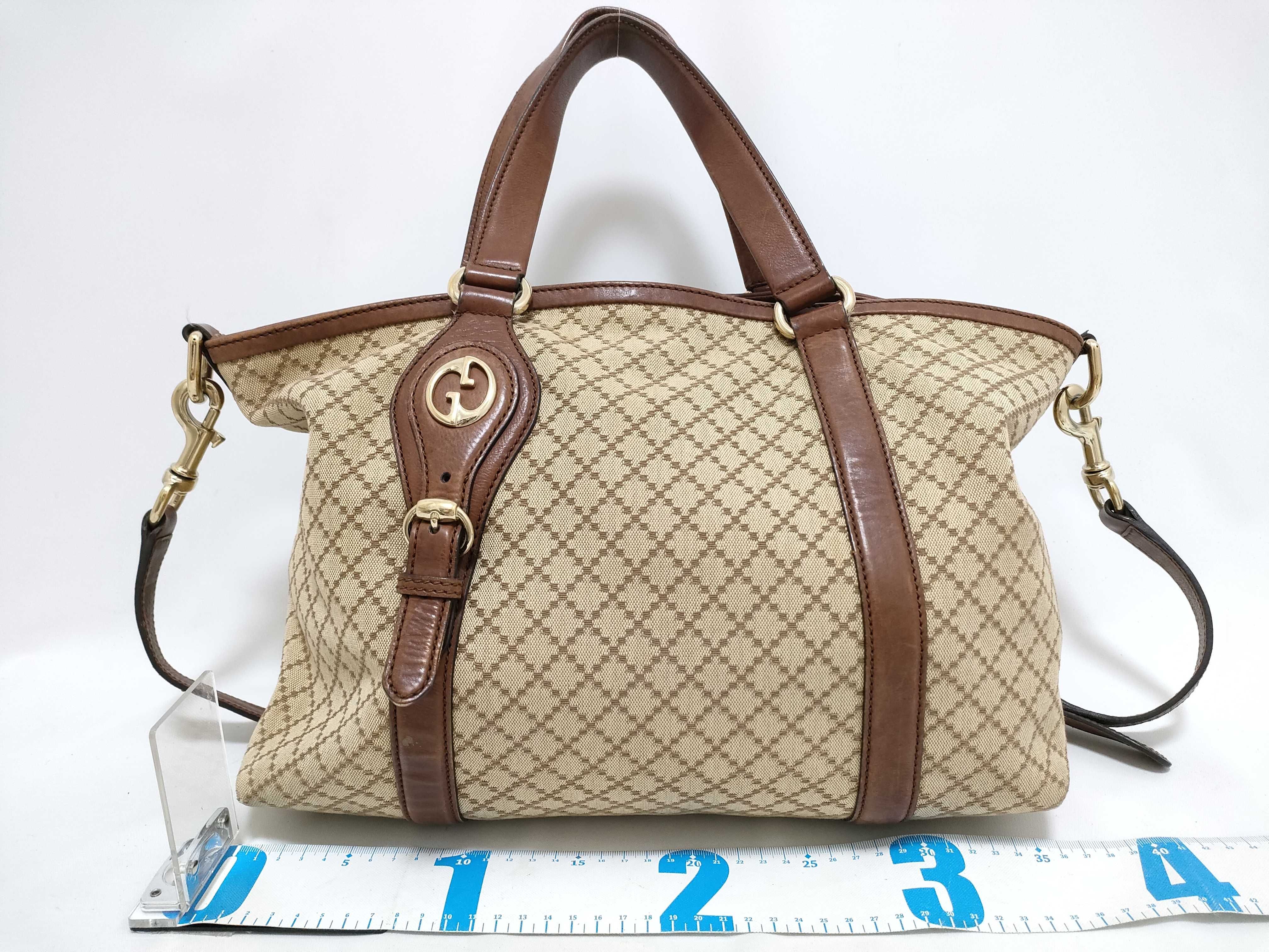 282346 2-Way Handbag/Shoulder Bag, Diamante Canvas Leather Tote Bag — view 2