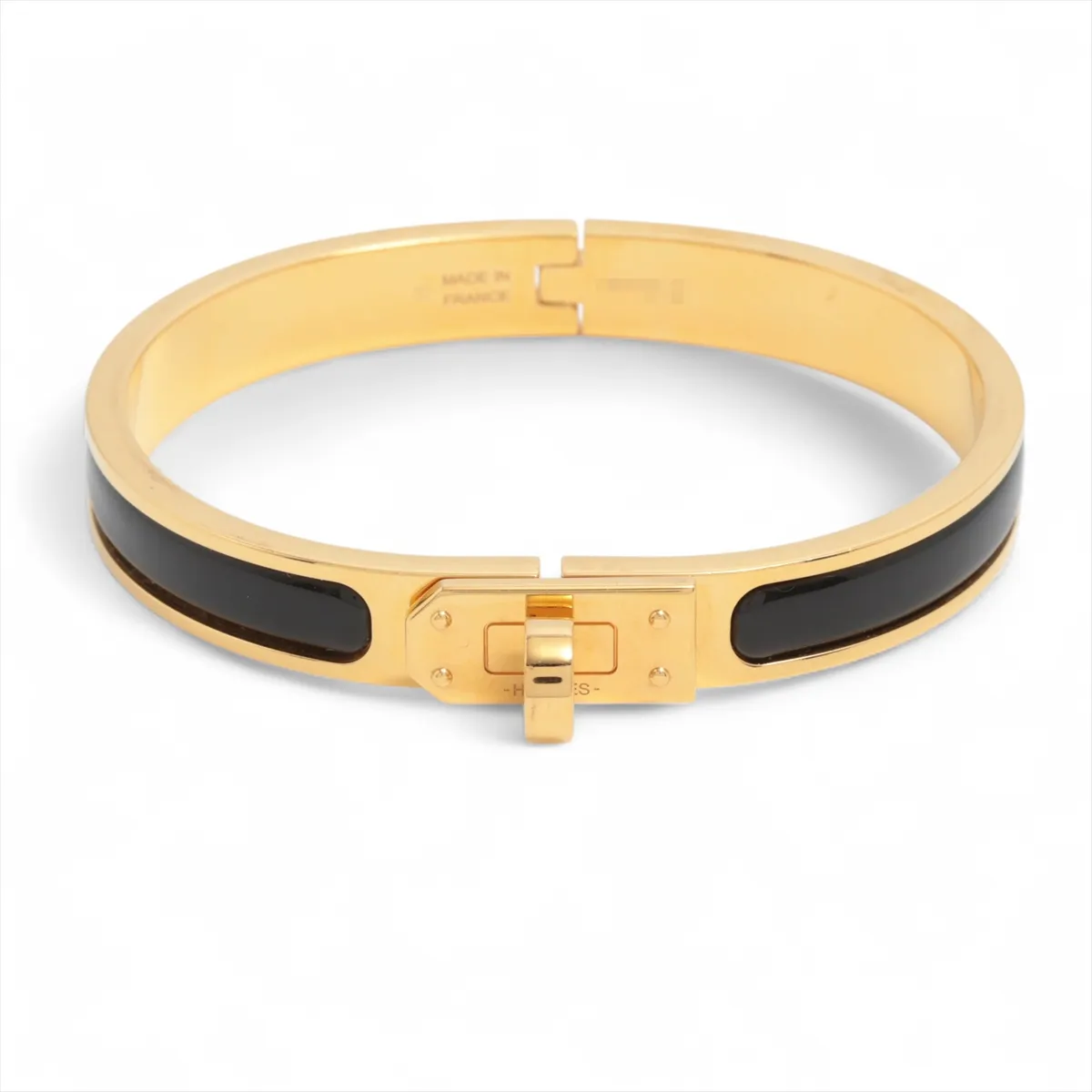 Mini Click Kelly Bracelet, GP x Enamel, Black x Gold,