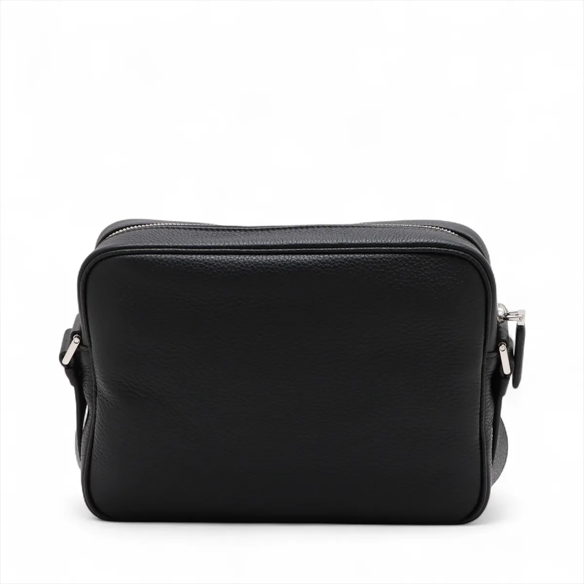 Vitello Dino Triangle Logo Leather Shoulder Bag Black 2VH189 — view 2