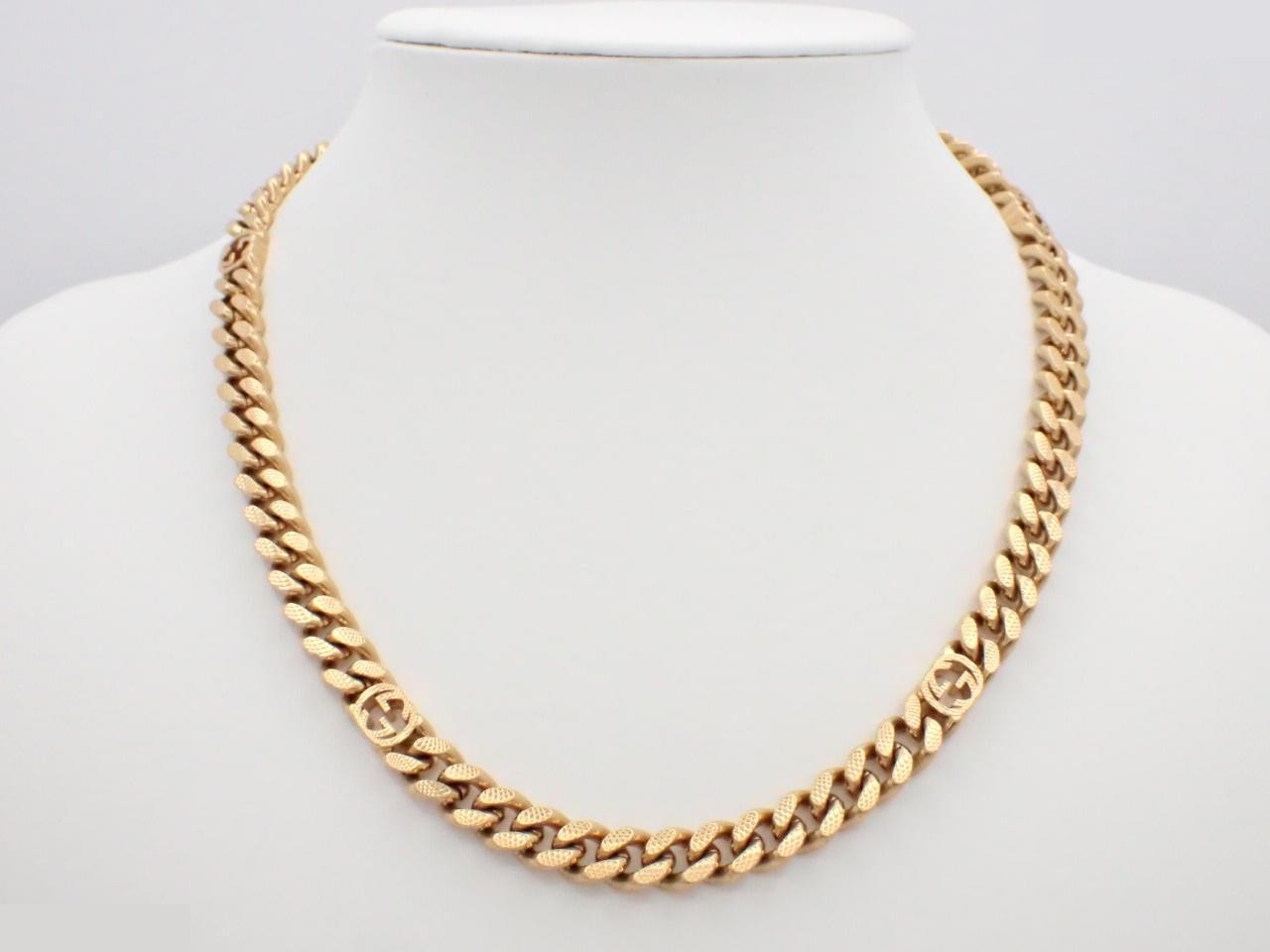 Gold-colored chain necklace, approximately 50cm in length. — view 3
