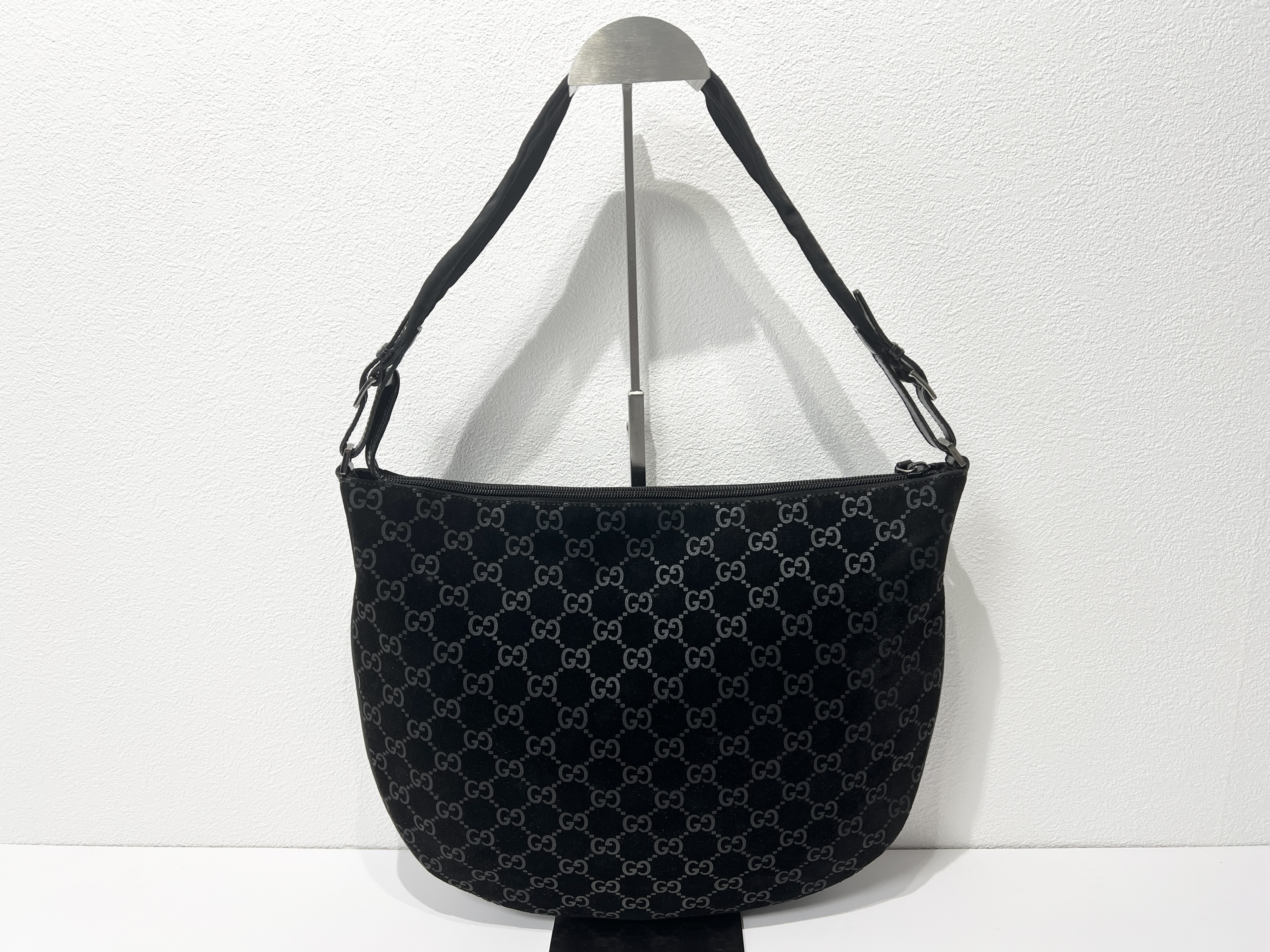 GG Velour Suede Hobo Leather One-Shoulder Bag — view 2