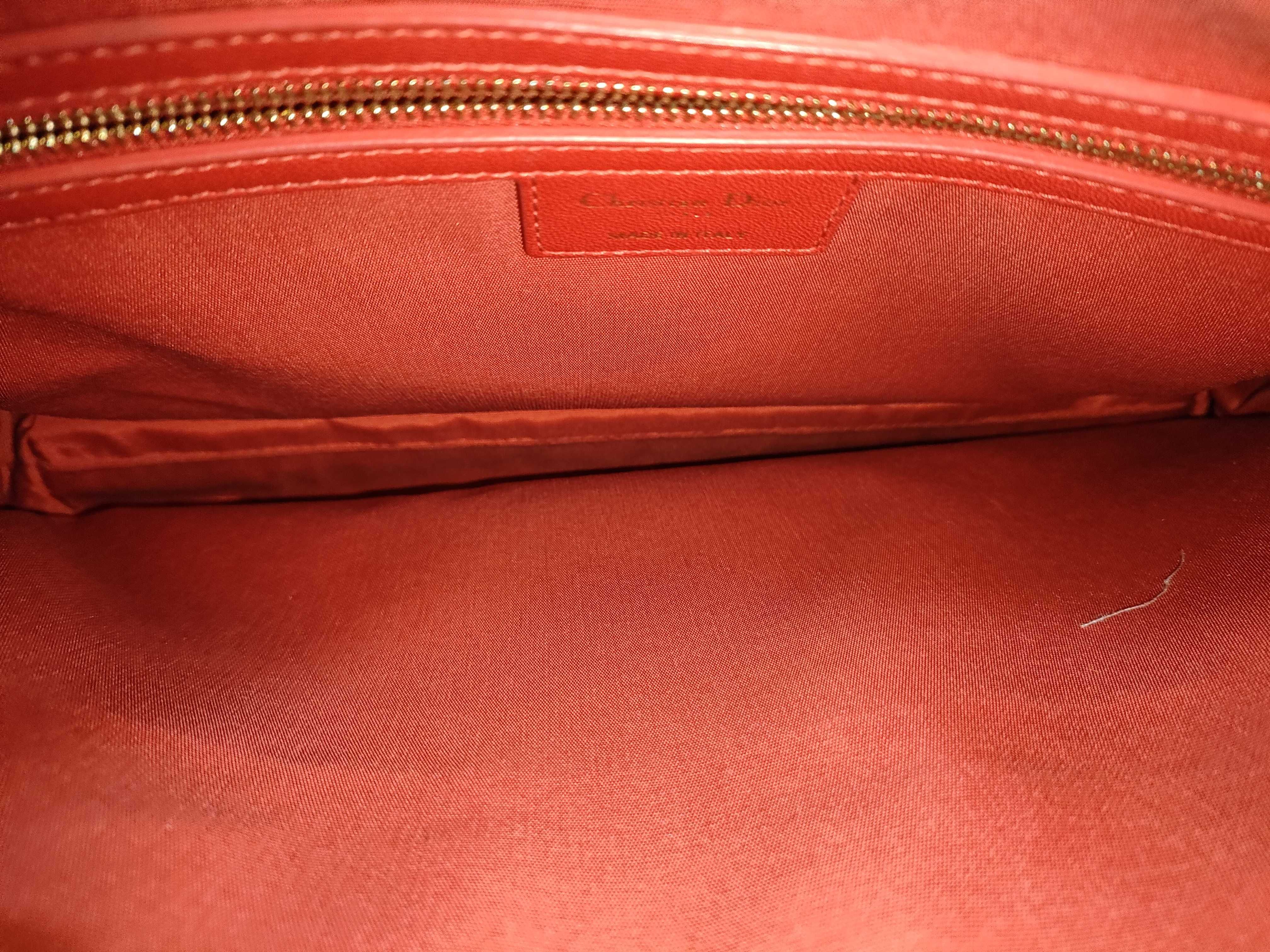 Lady Dior KR- Lady Cannage Leather Chain Tote Bag Red Tote Bag — view 11