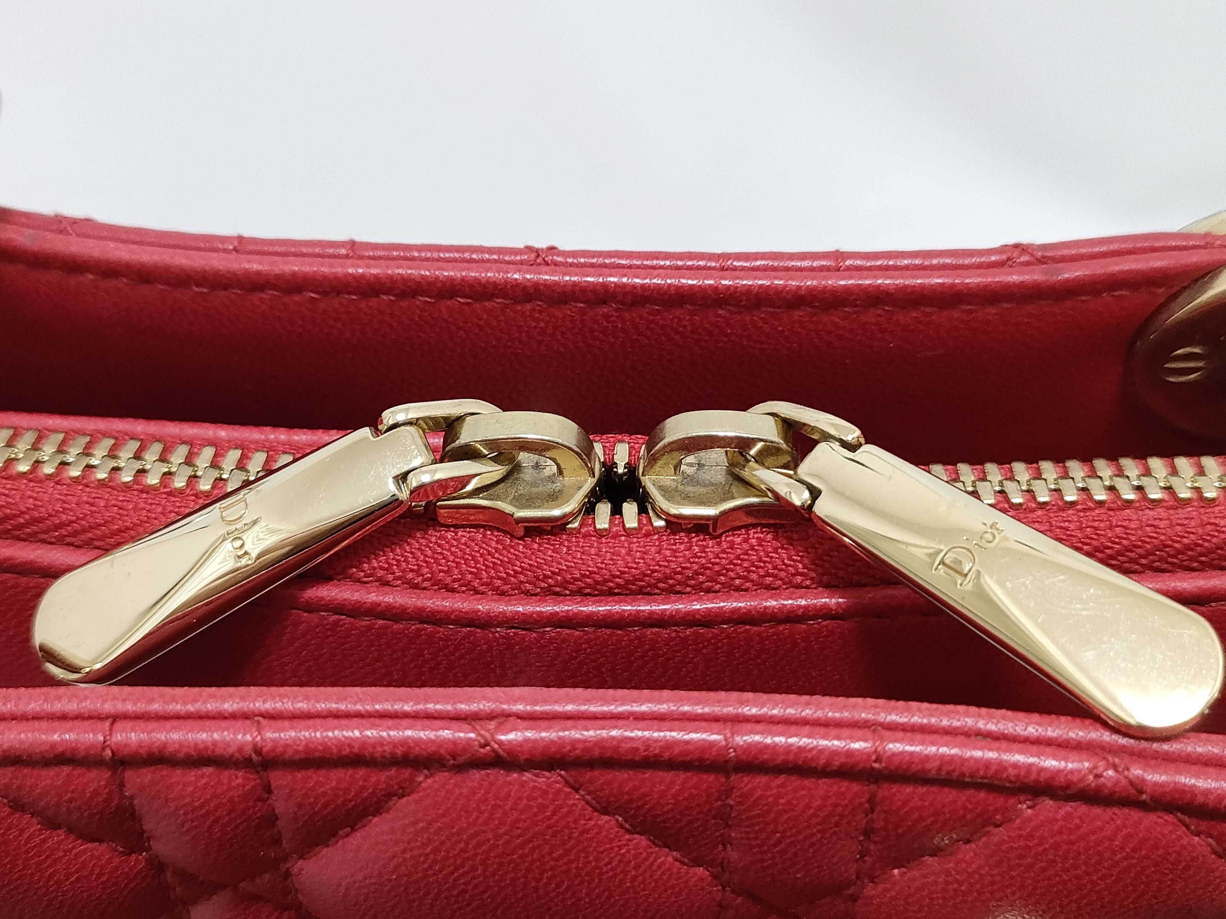 Lady Dior KR- Lady Cannage Leather Chain Tote Bag Red Tote Bag — view 14