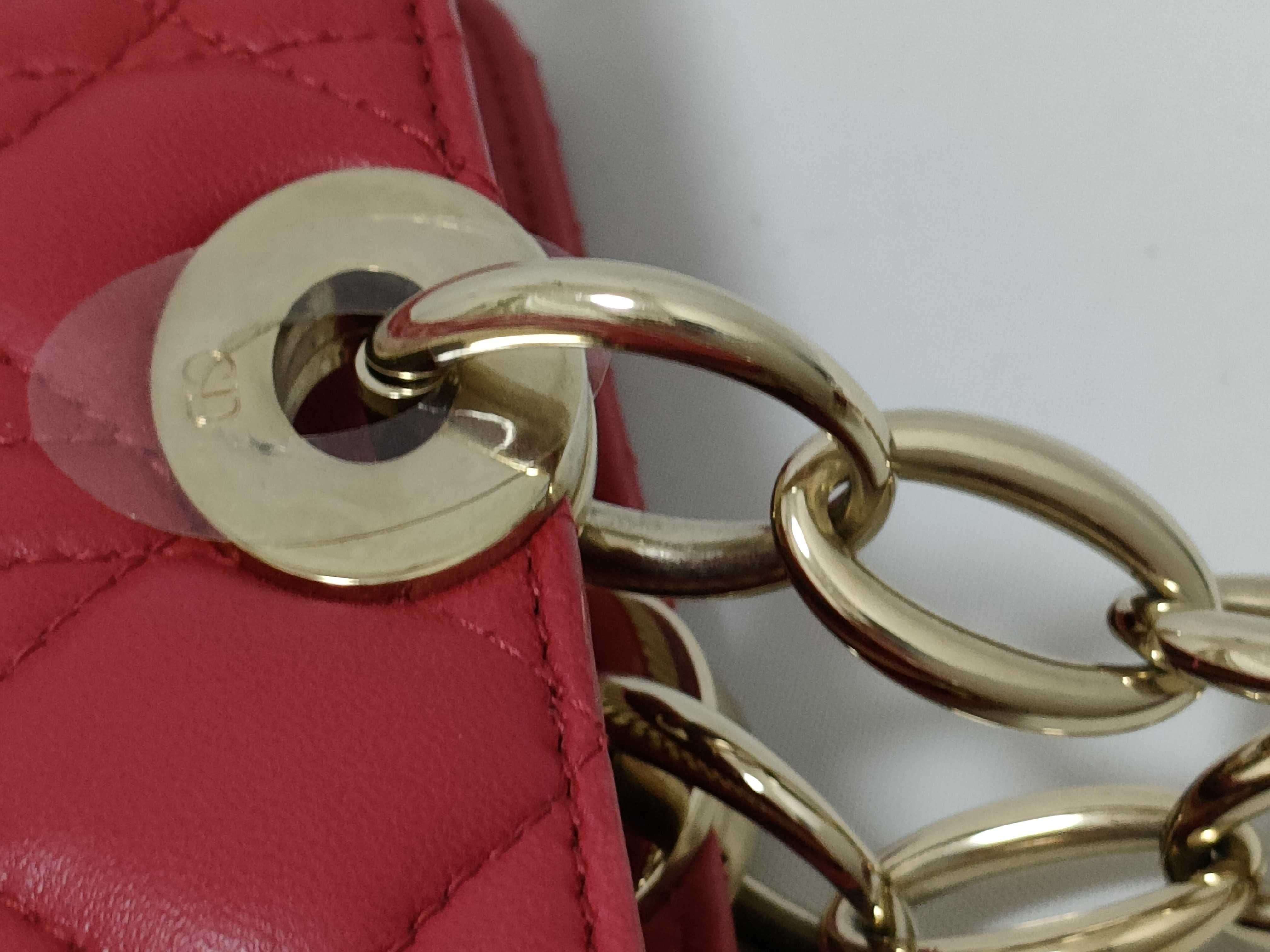 Lady Dior KR- Lady Cannage Leather Chain Tote Bag Red Tote Bag — view 5