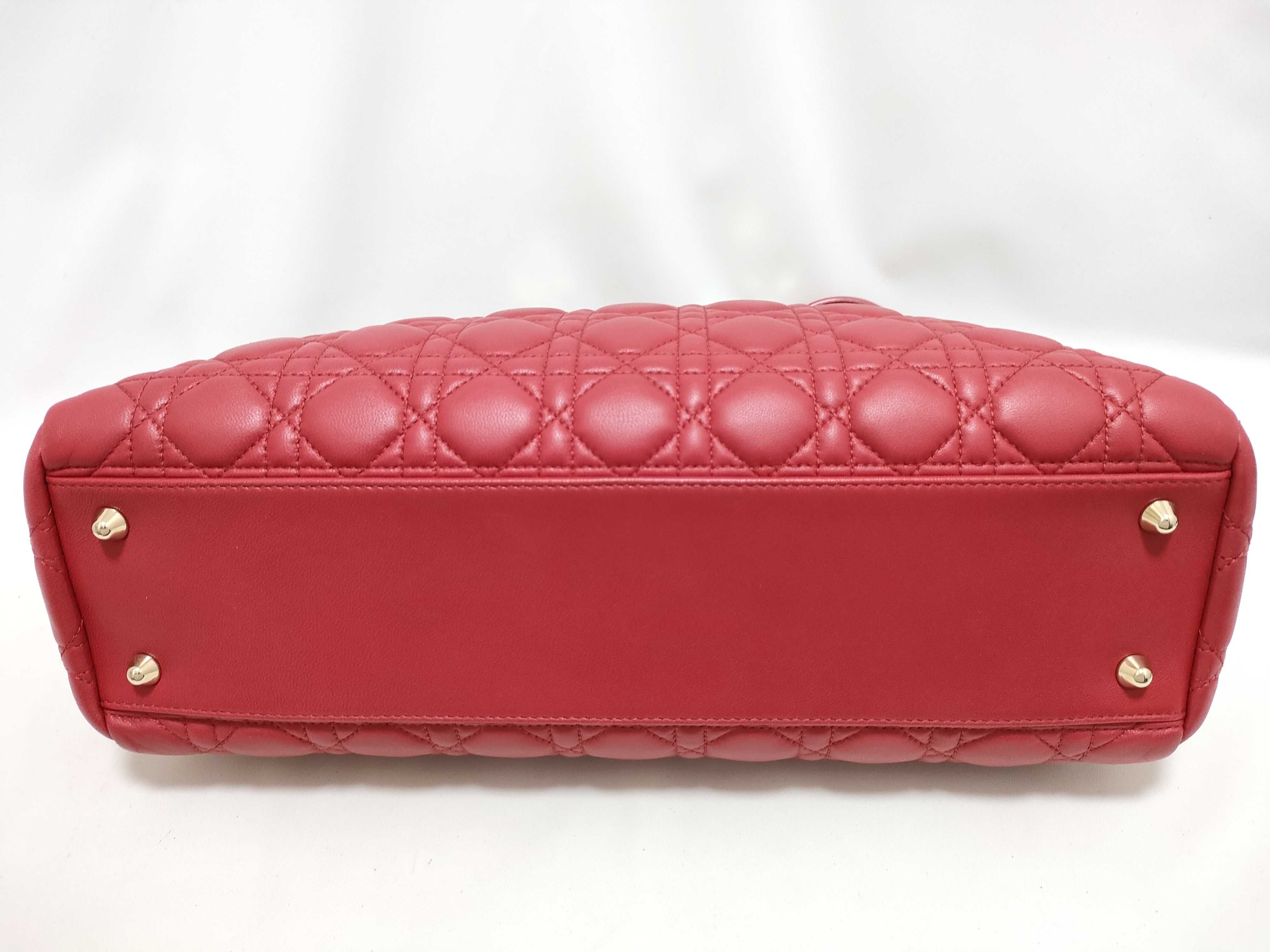 Lady Dior KR- Lady Cannage Leather Chain Tote Bag Red Tote Bag — view 9