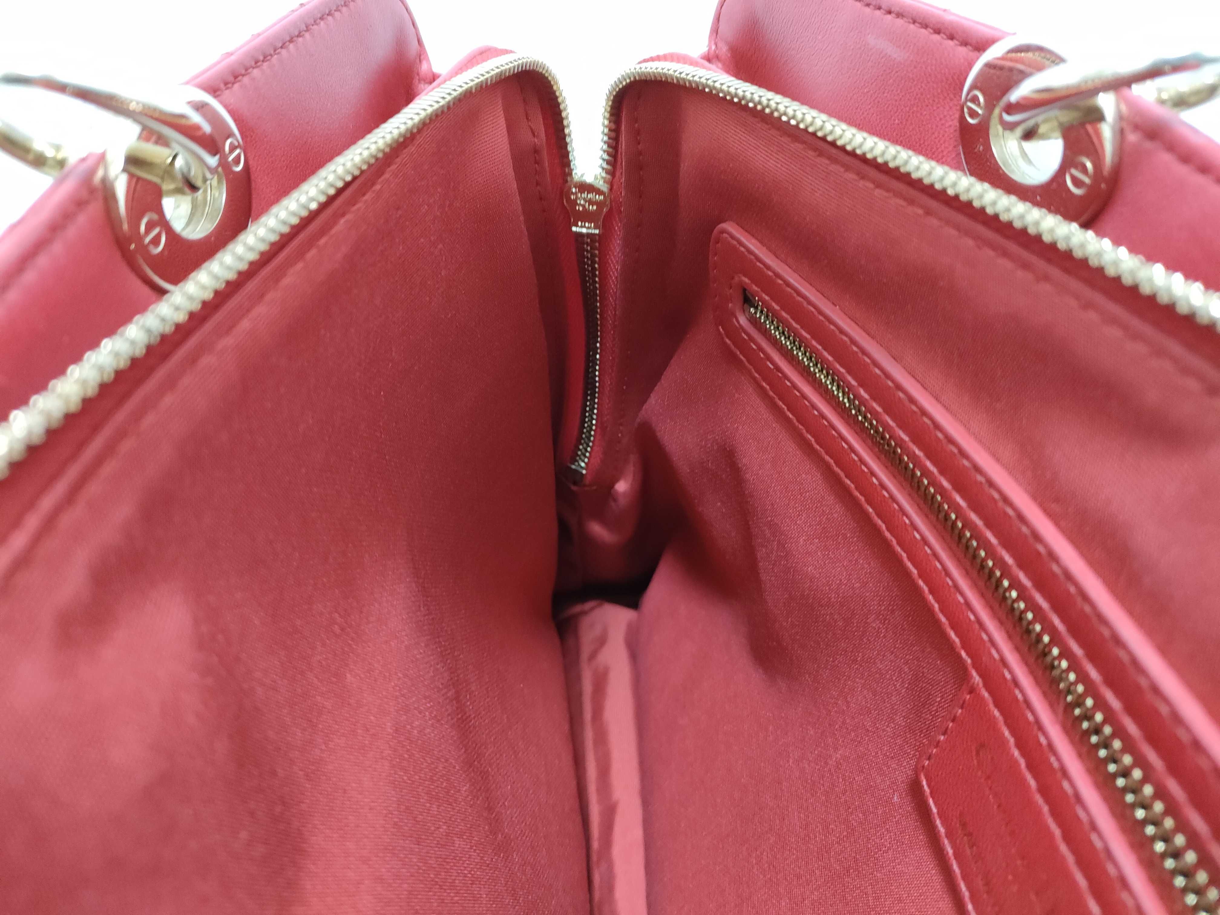 Lady Dior KR- Lady Cannage Leather Chain Tote Bag Red Tote Bag — view 10