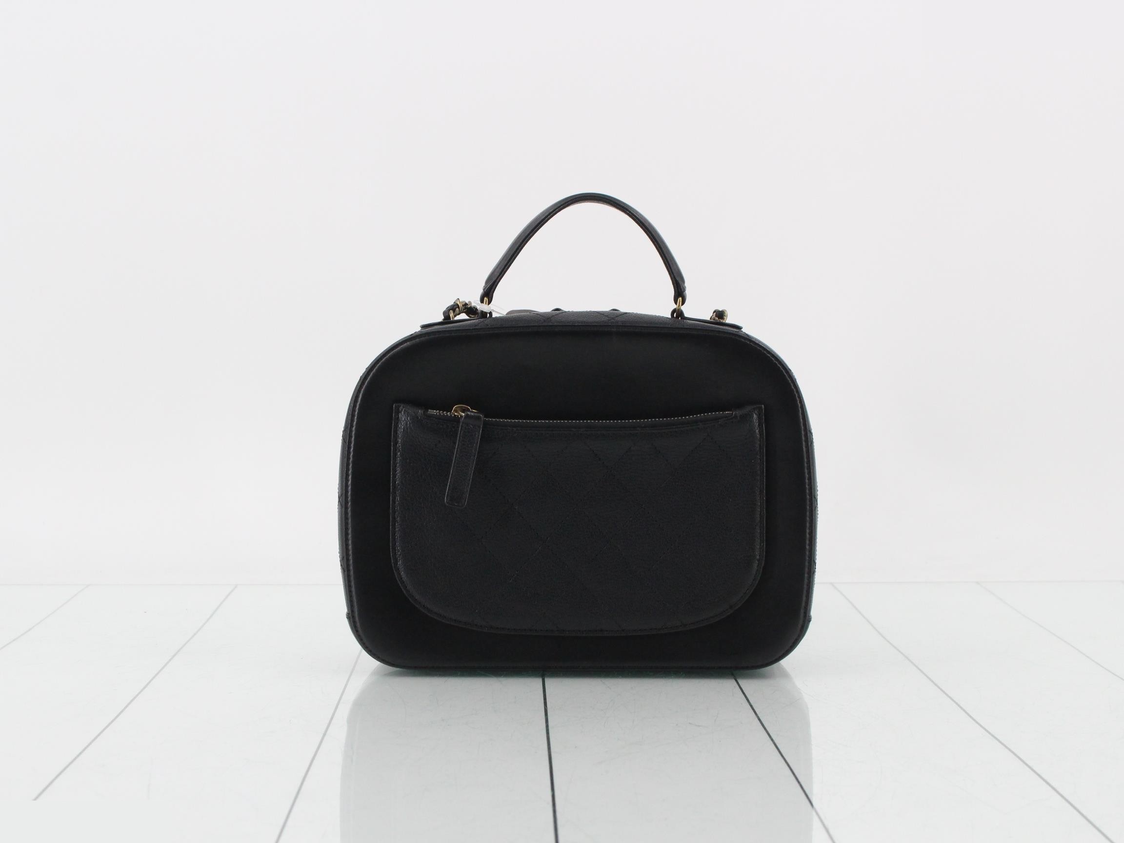 Leather Coco Mark 2-Way Handbag/Chain Shoulder Bag, Black — view 2