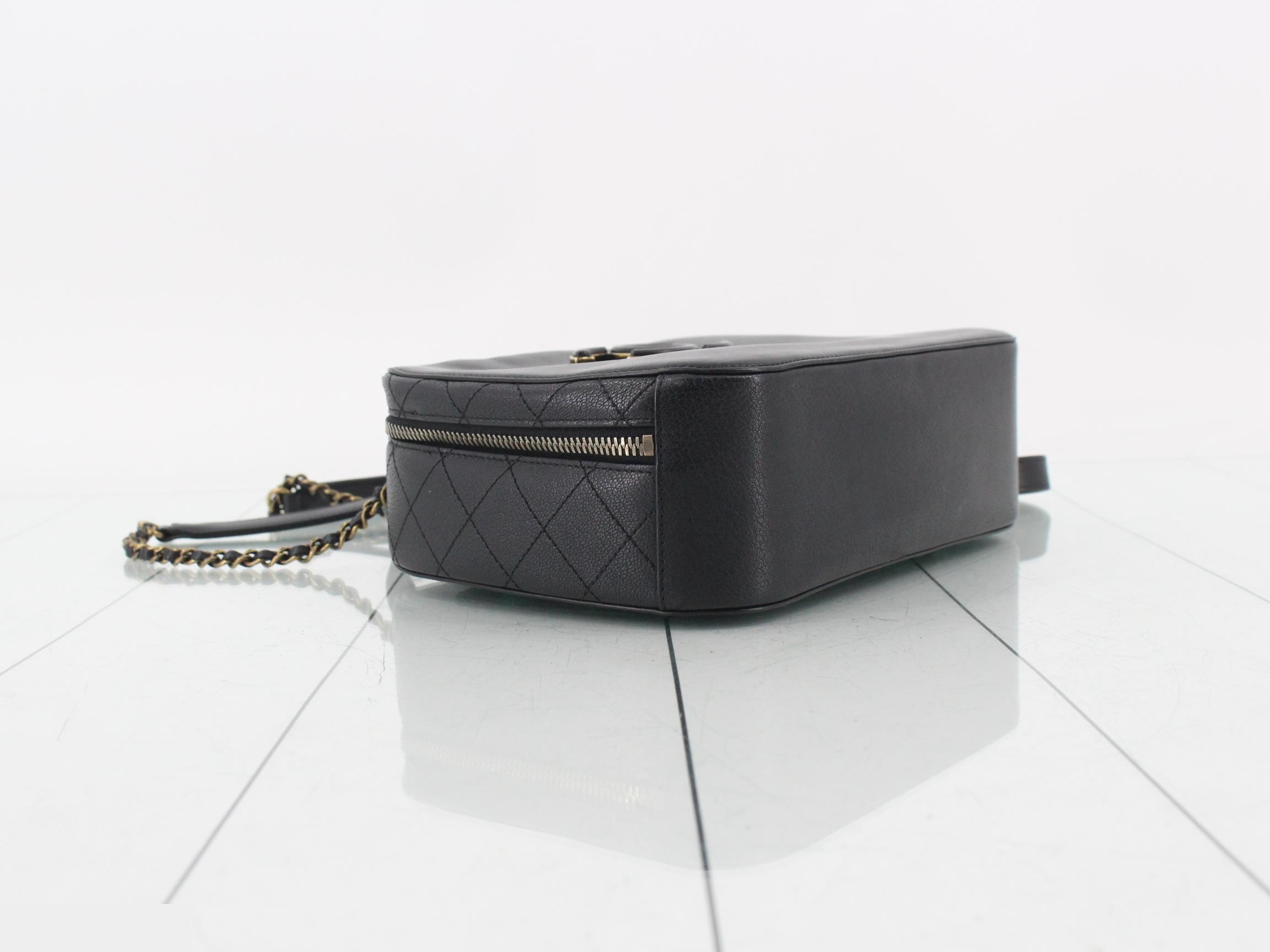 Leather Coco Mark 2-Way Handbag/Chain Shoulder Bag, Black — view 5