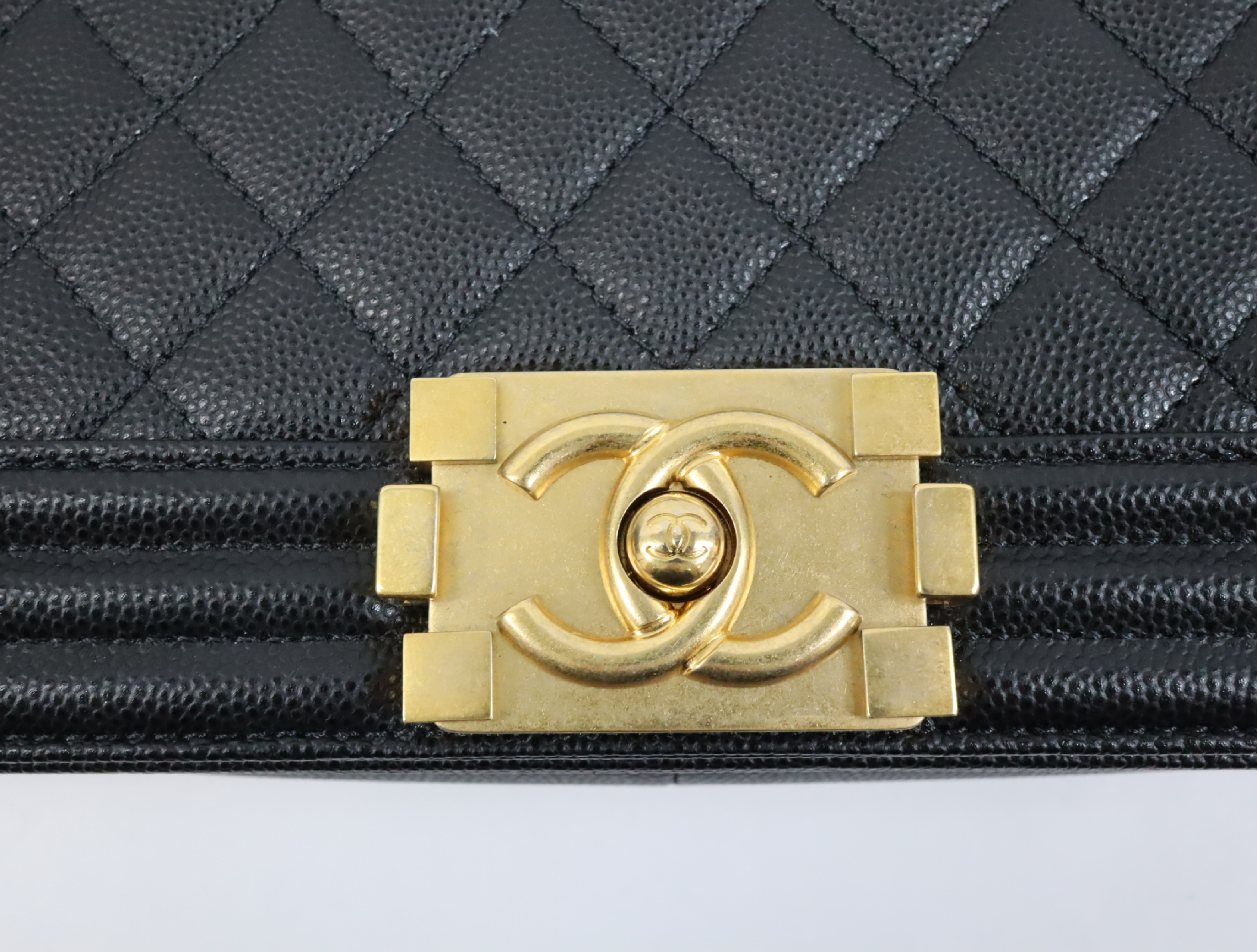 Boy Chanel 25 Caviar Skin Chain Shoulder Bag, Black with Gold Hardware, Serial Number 30s, A67086 (Shoulder Bag) — view 12