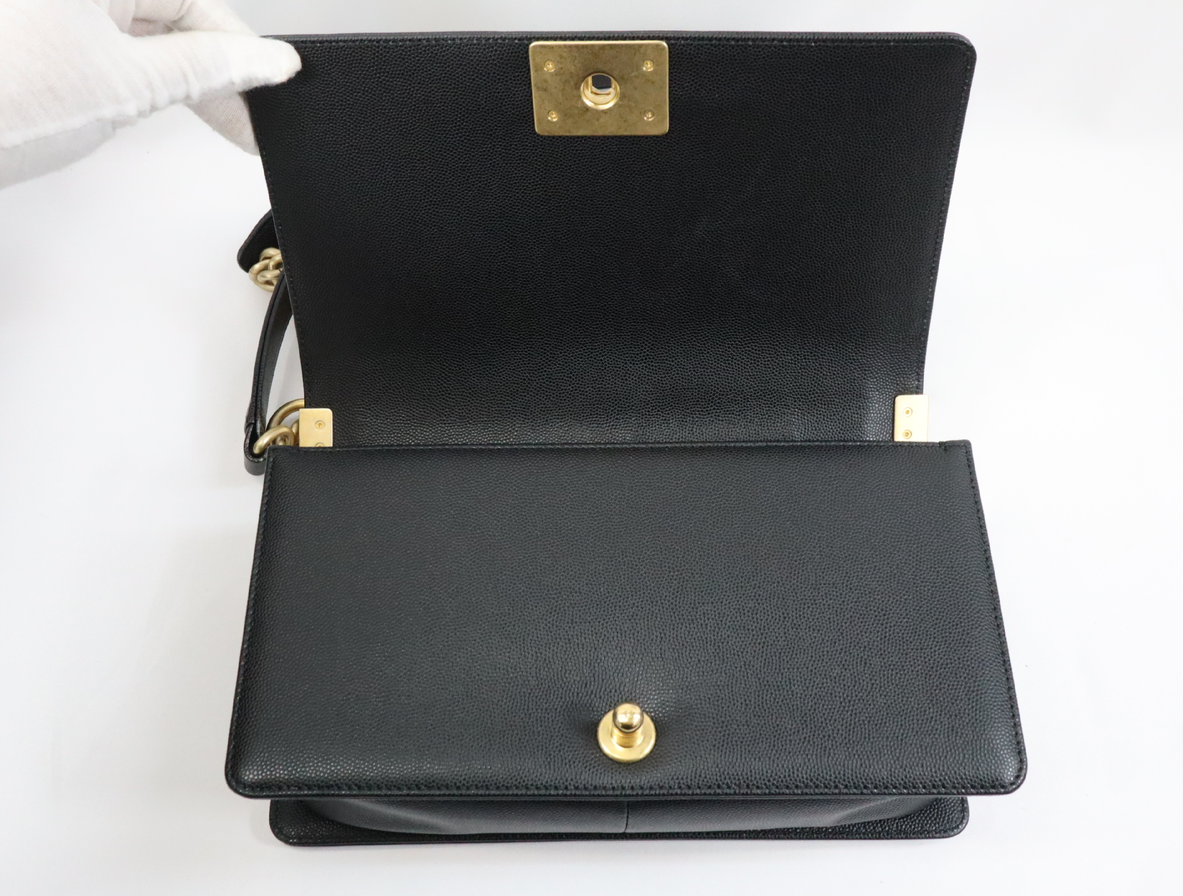 Boy Chanel 25 Caviar Skin Chain Shoulder Bag, Black with Gold Hardware, Serial Number 30s, A67086 (Shoulder Bag) — view 13
