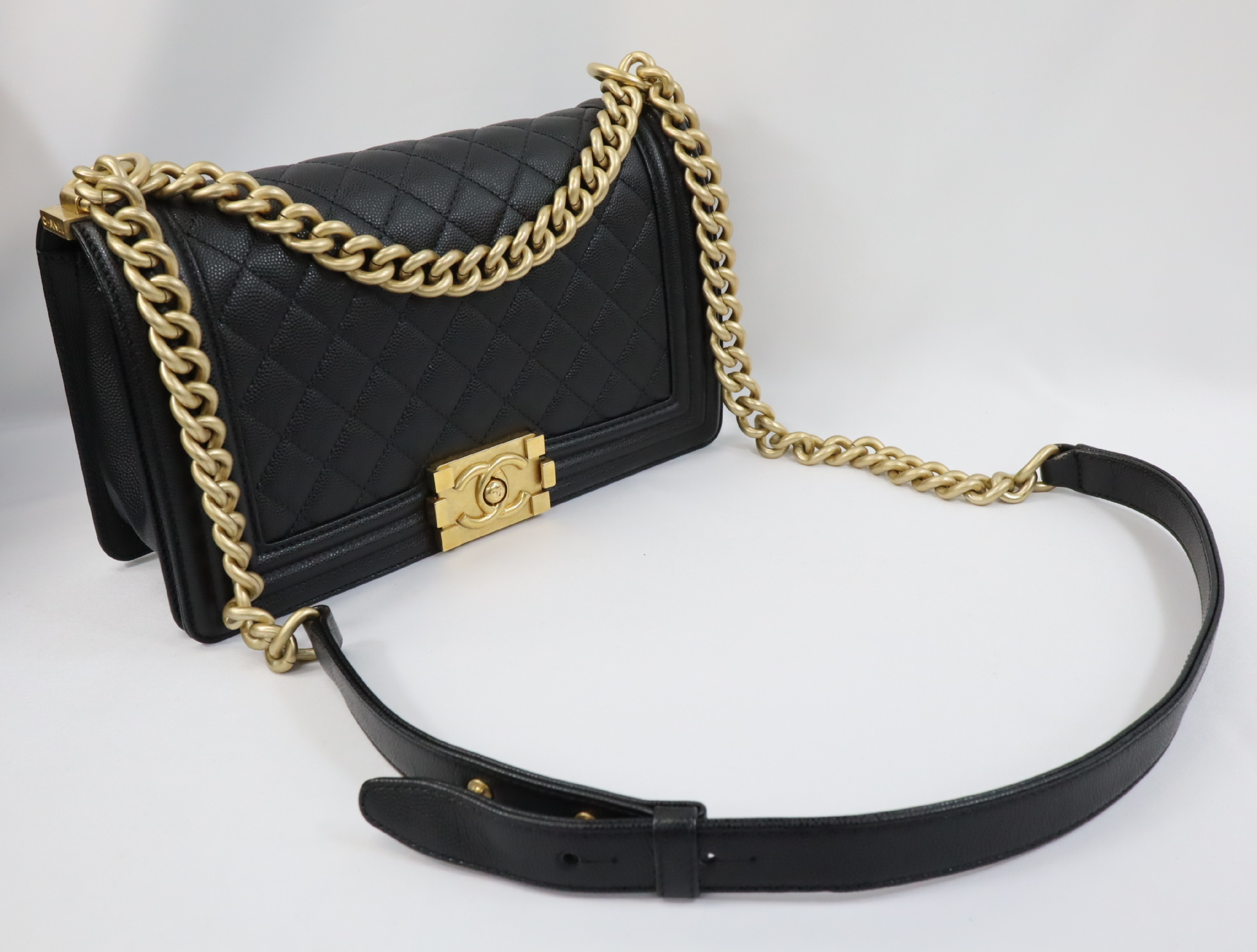 Boy Chanel 25 Caviar Skin Chain Shoulder Bag, Black with Gold Hardware, Serial Number 30s, A67086 (Shoulder Bag) — view 10