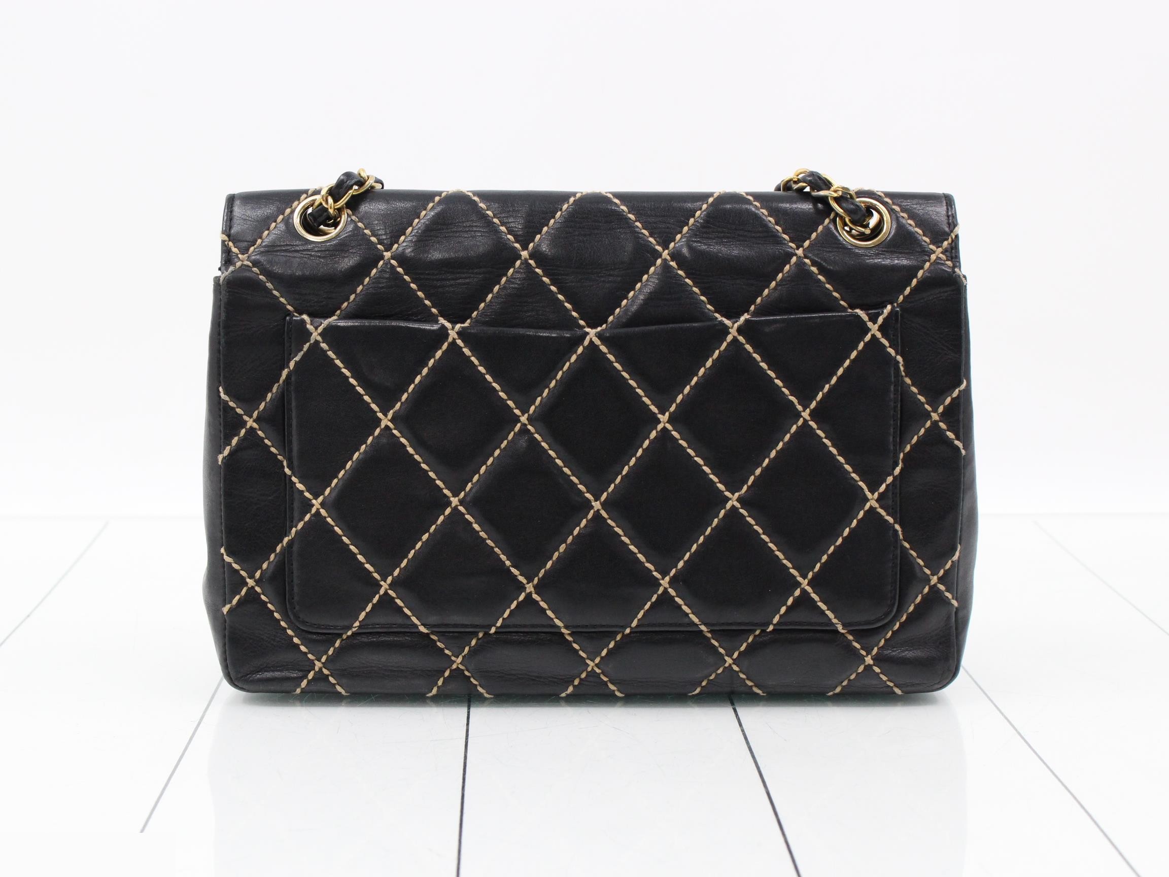 Wild Stitch Double Chain Shoulder Bag, Lambskin, Black, Series 7, Box and Seal Included, W28 — view 2