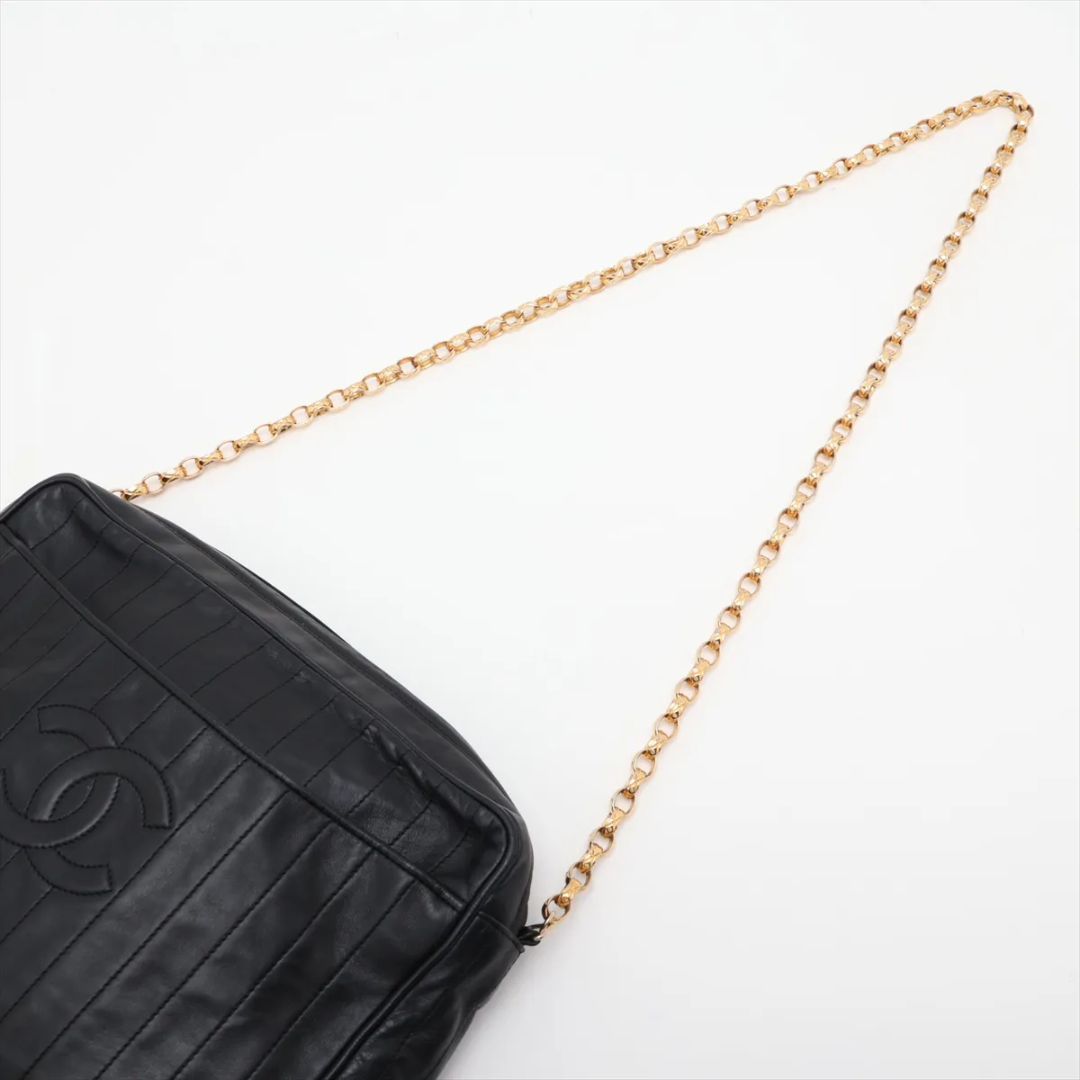 Coco Mark Lambskin Chain Shoulder Bag with Fringe, Black, Gold Hardware — view 5