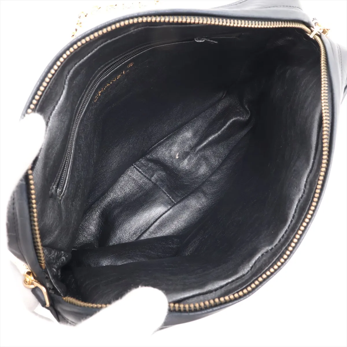 Coco Mark Lambskin Chain Shoulder Bag with Fringe, Black, Gold Hardware — view 6